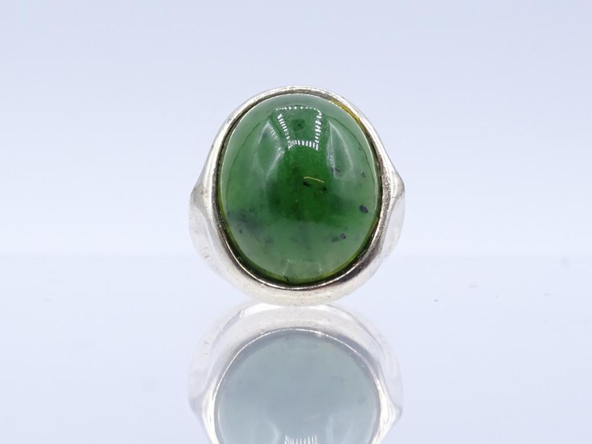 Sterling Silber Ring mit Jade Cabochon,Silber 925/000,offene Ringschiene, 8,1gr.- - -22.61 % buyer's