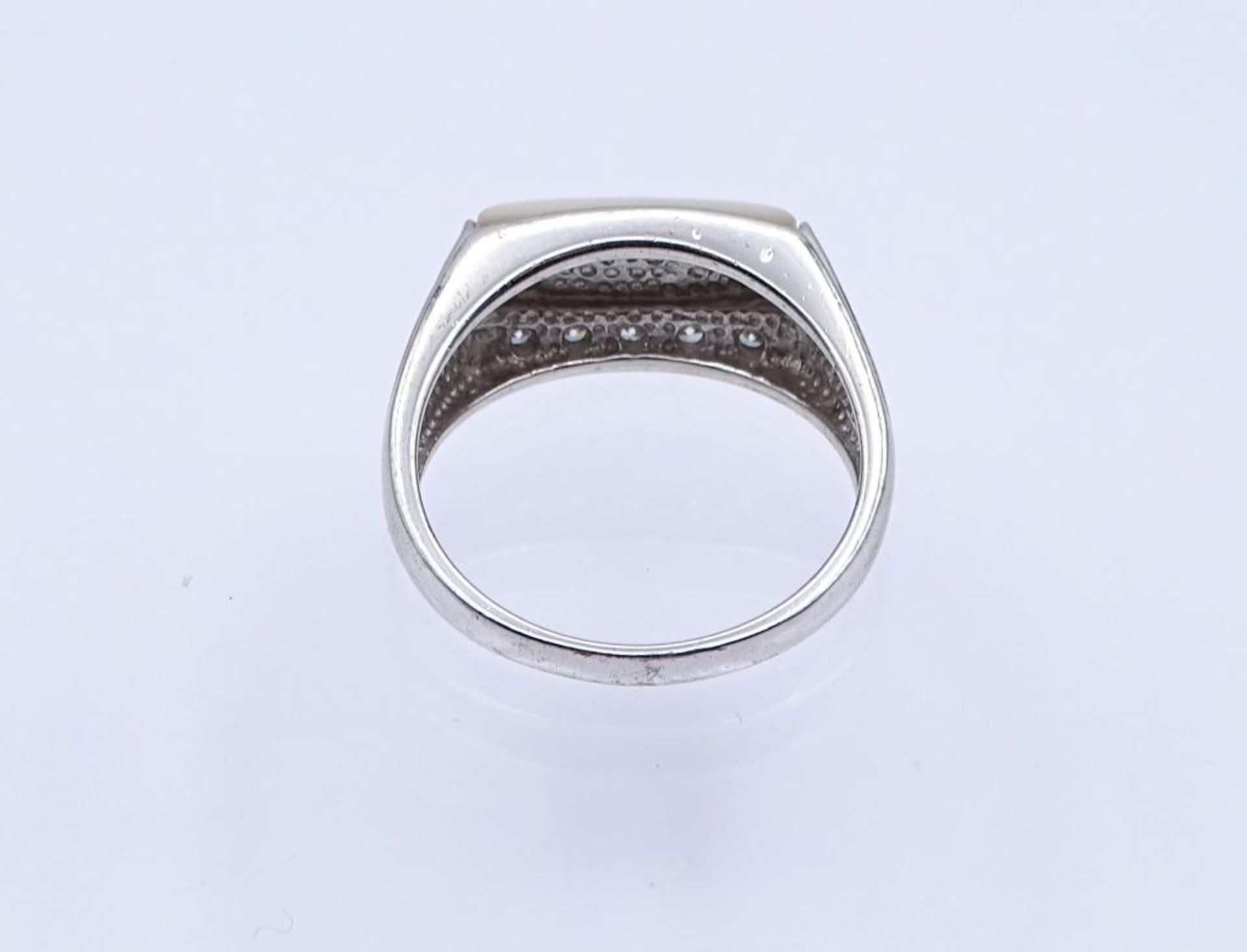 Silber Ring mit Perlmutt und klaren Steinen, Silber 925/000, 5,88gr., RG 63- - -22.61 % buyer's - Bild 3 aus 3