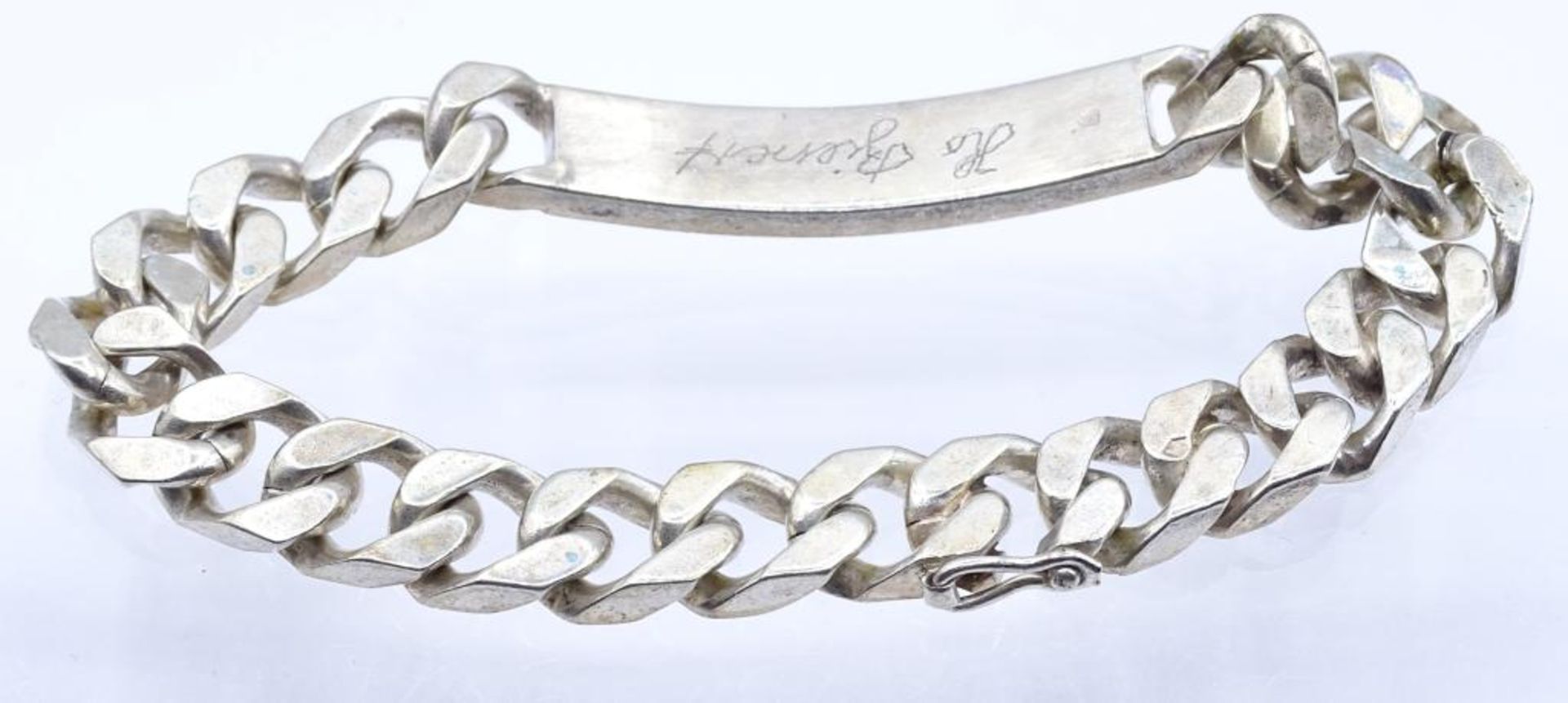Schweres Identitäts Armband, Silber 800/000, Namens-und Initialien Gravur,L- 22cm, b-10,1mm, 49, - Bild 3 aus 4