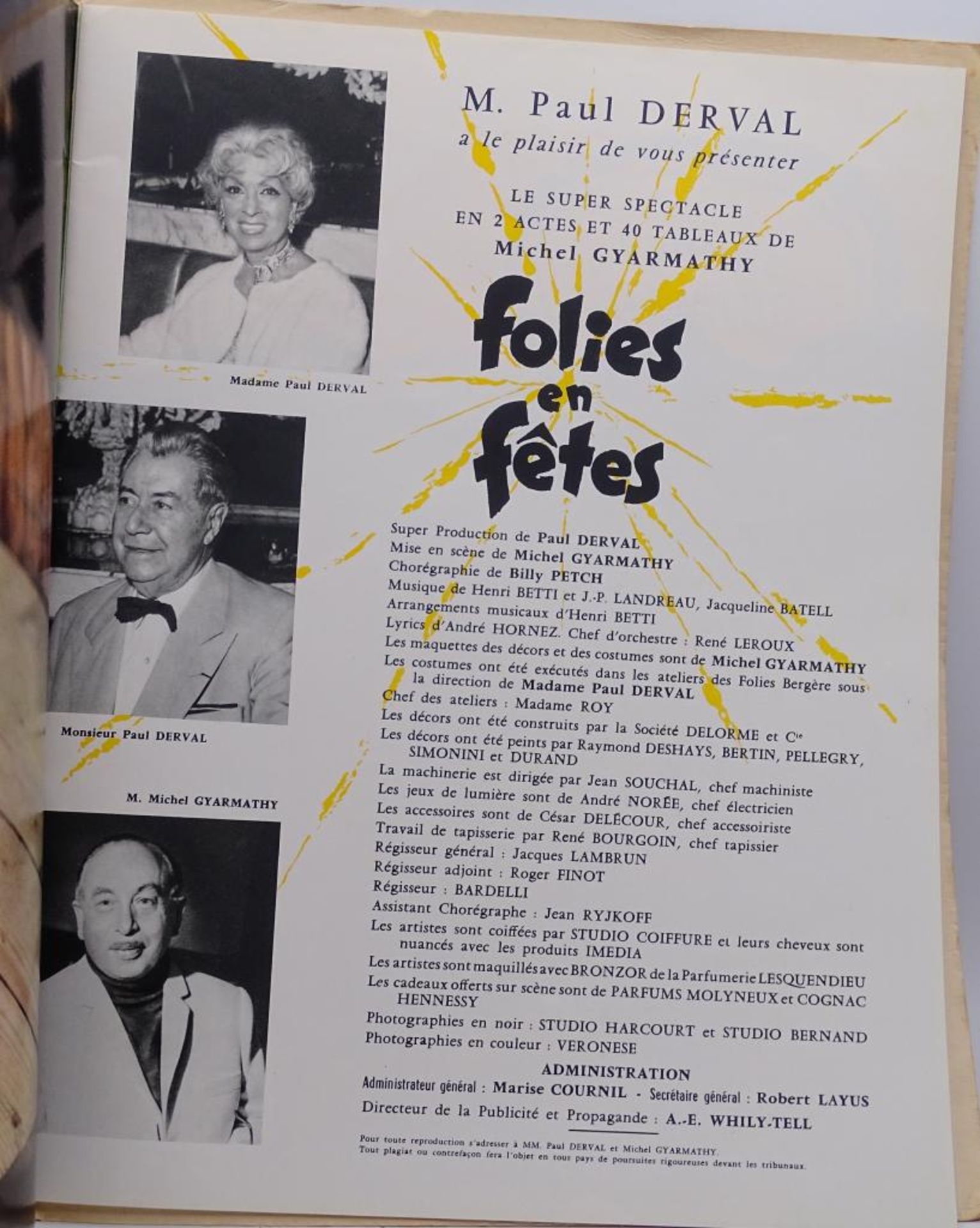 Programmheft des Folies Bergere in Samt, ca. 30 Seiten, viele Fotos und Werbung für Luxusartikel, - Bild 4 aus 6