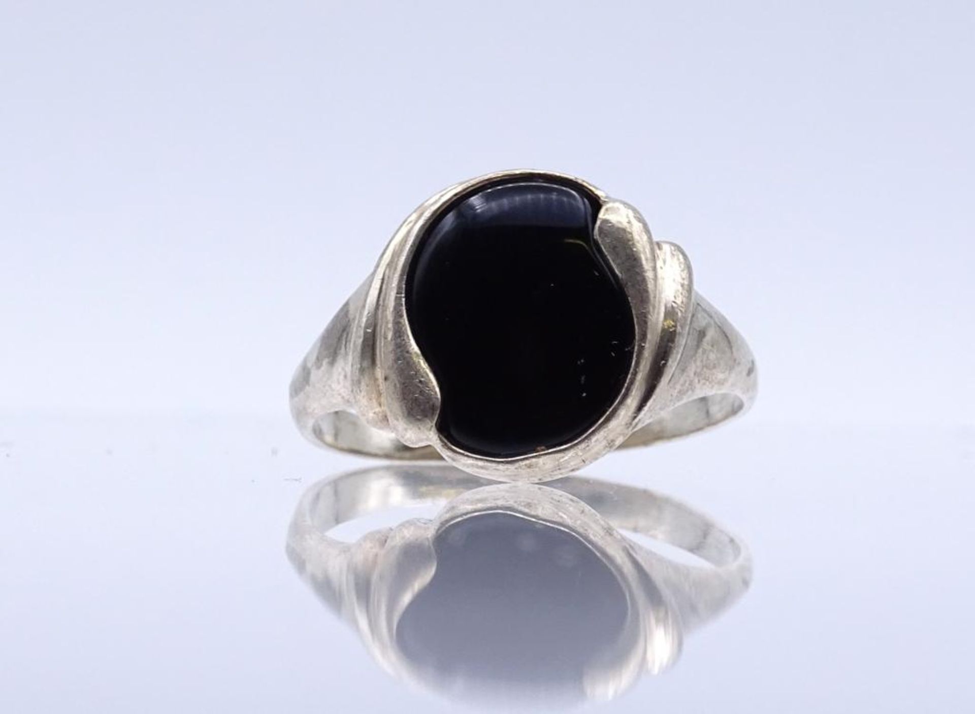 Sterling Silber Ring mit schwarzen Cabochon,Silber 925/000, 6,0gr., RG 72- - -22.61 % buyer's