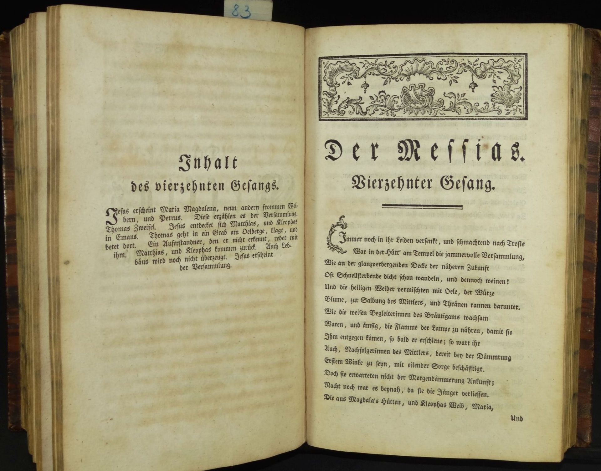 Klopstock, Friedrich Gottlieb: Der Messias. 1760, 4 Bände (1-20.Gesang) in einem Buch, - Bild 8 aus 10