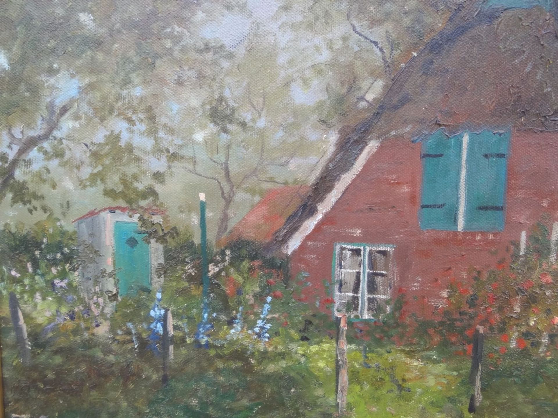 Jürgen WULFF (1928) "Bauernhaus in der Sonne", Öl/Leinen, gerahmt, RG 61x71- - -22.61 % buyer's - Bild 3 aus 5