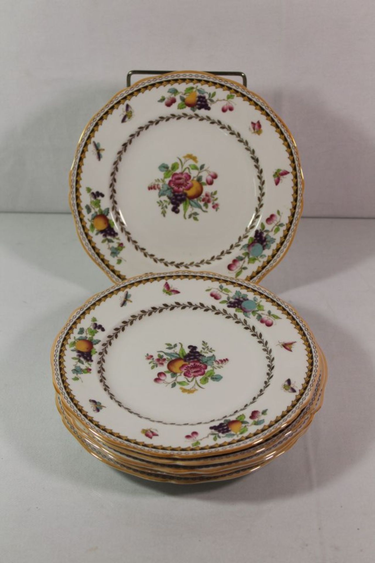 6x Kuchenteller, Spode, Rockingham, florales Dekor, D-20cm.- - -22.61 % buyer's premium on the