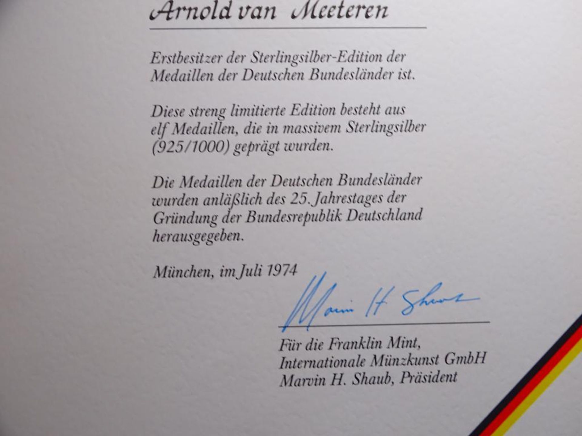 "Die Medaillen der Deutschen Bundesländer", Sterling Silber 925/000, OV- - -22.61 % buyer's - Bild 5 aus 6