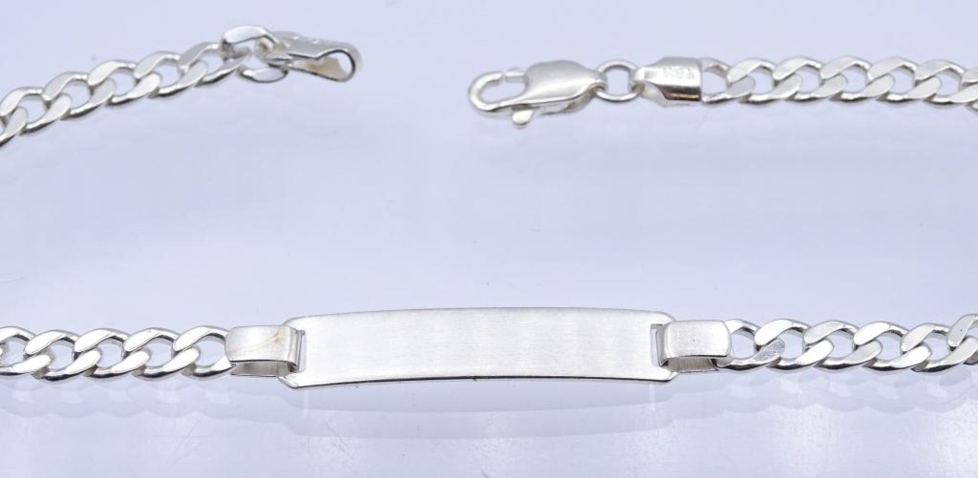 Identitäts Armband,Sterling Silber 925/000, Gravur Platte ungraviert,L- 21,5cm, 7,7gr., b-4,7m- - - - Bild 2 aus 3