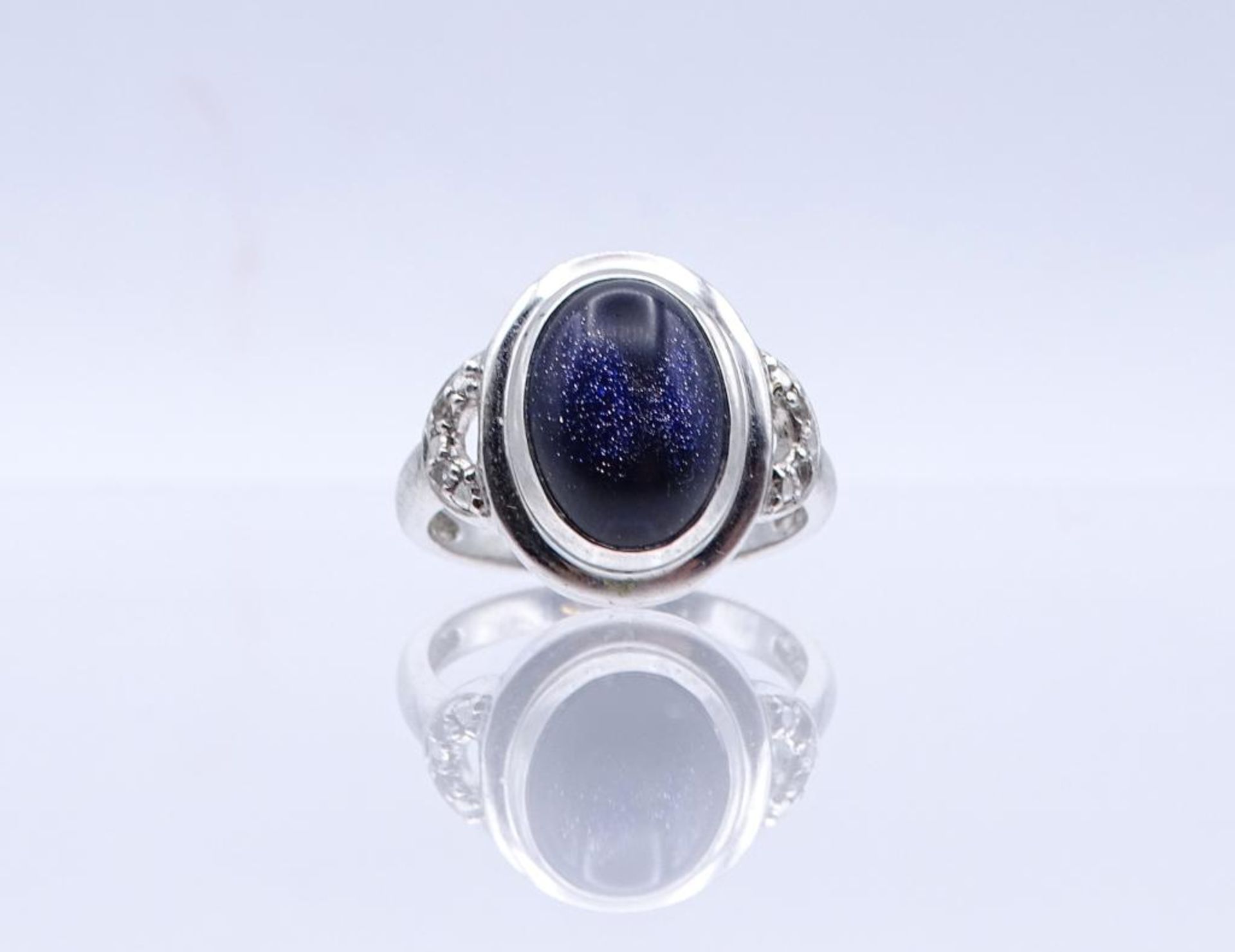 Silber Ring mit Blaufluss Cabochon, Silber 925/000, 6,40gr., RG 60- - -22.61 % buyer's premium on