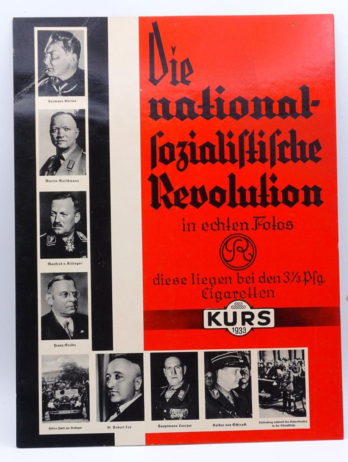Papp-Tresenaufsteller von 1933 "Die NS Revolution" in echten Fotos, diese liegen bei den 3 1/2 Pf.