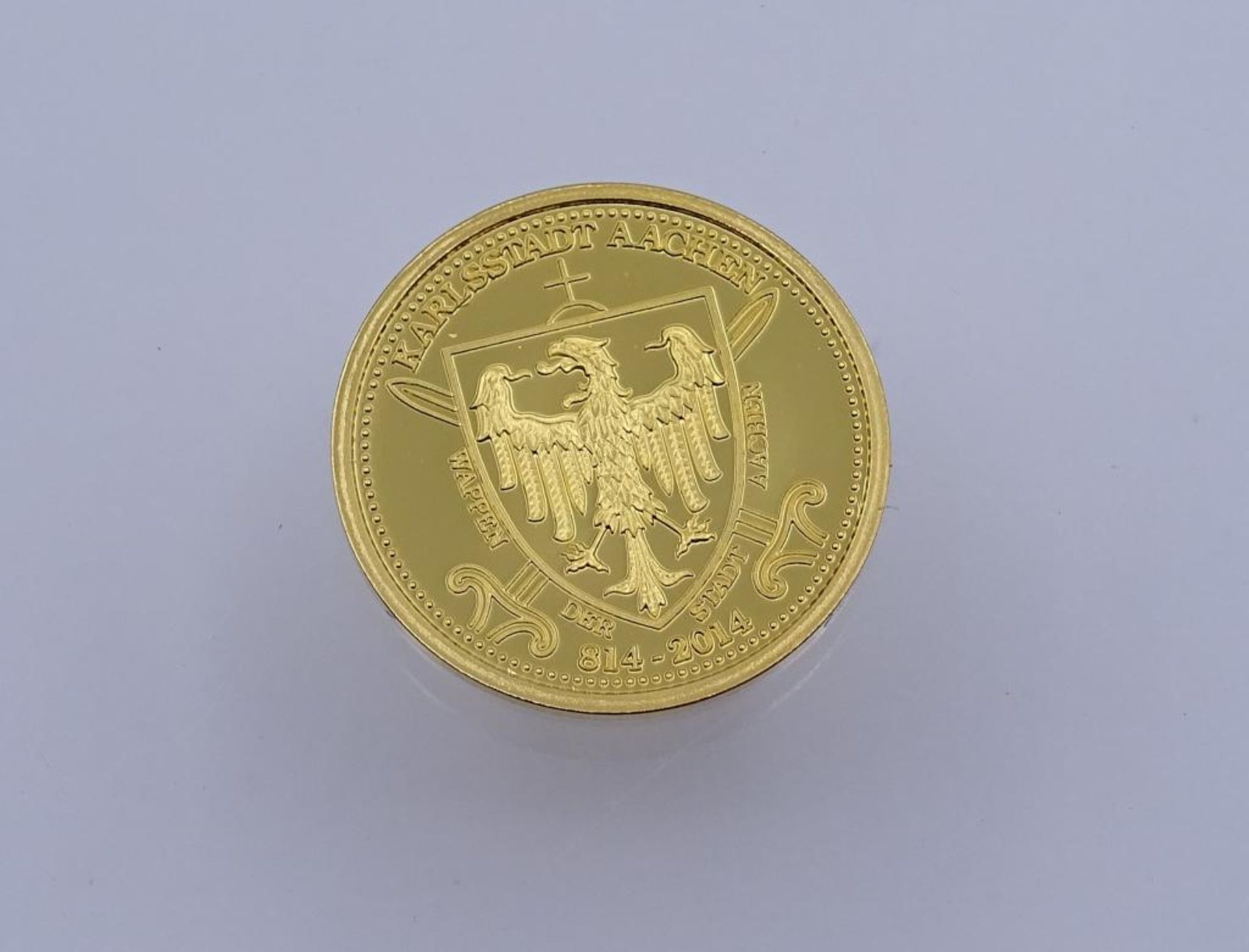 Goldmedaille "Karl der Große".Stadtwappen von Aachen,Gold 585/000,1,6gr- - -22.61 % buyer's - Bild 3 aus 4