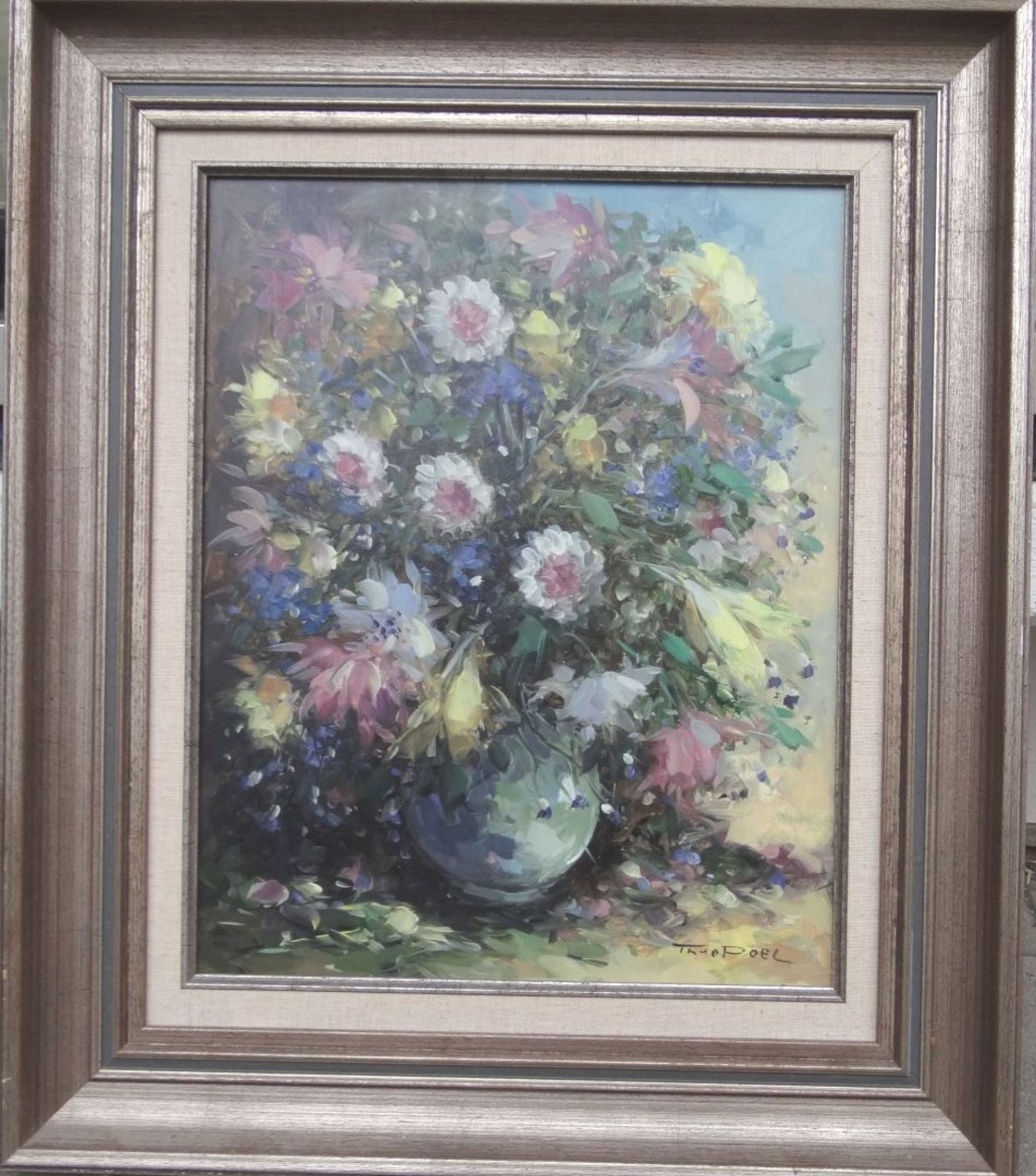 Theo VAN DER POEL (1951) "Blumen in Vase" Öl/Holz, gerahmt, RG 70x60 c- - -22.61 % buyer's premium - Bild 2 aus 5