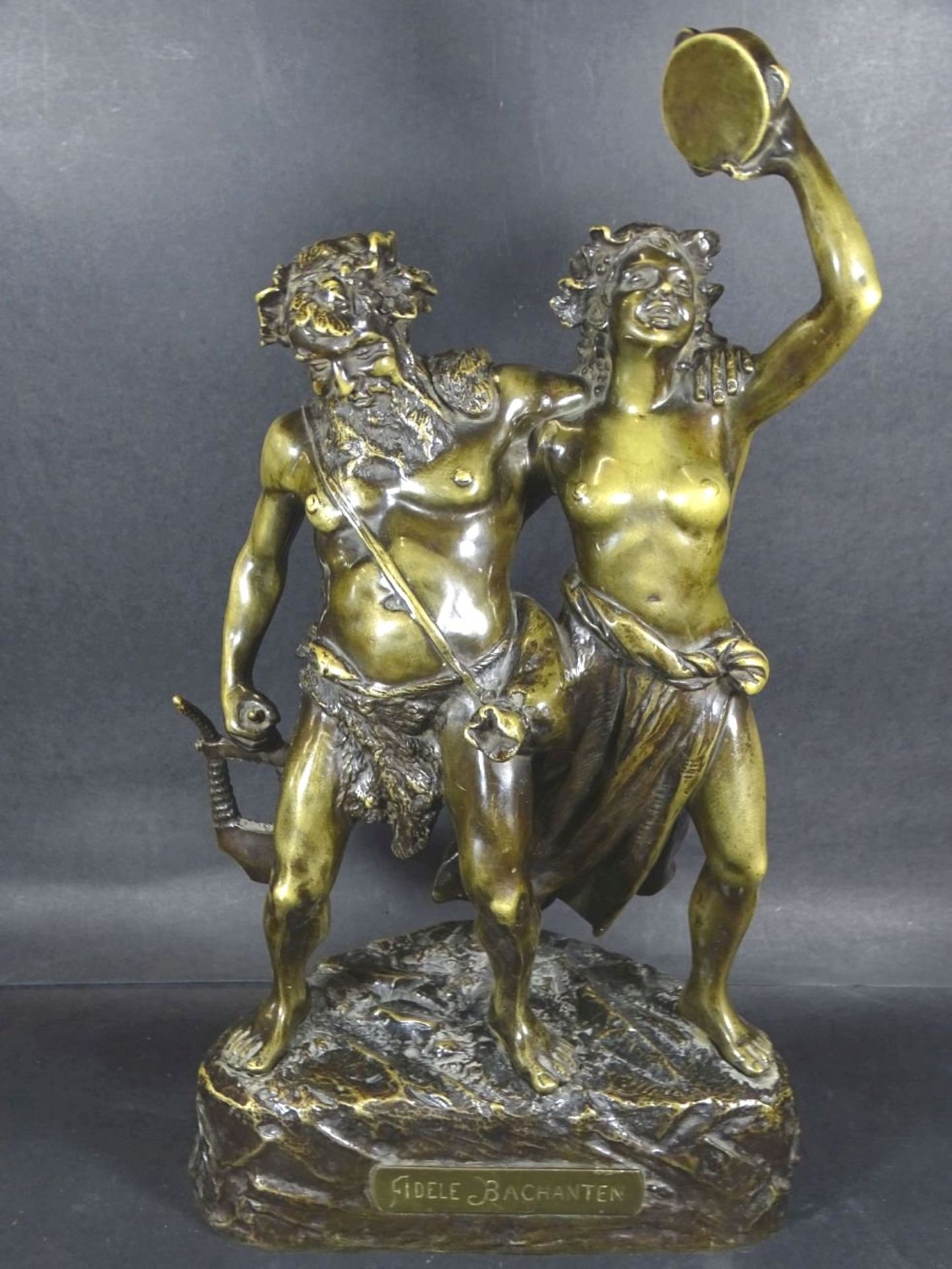 Carl BRÖSE (1880-1914) "lustige Bachanten" Bronze, Giesserei S. Sonntag, Wien, mit Messingschild,