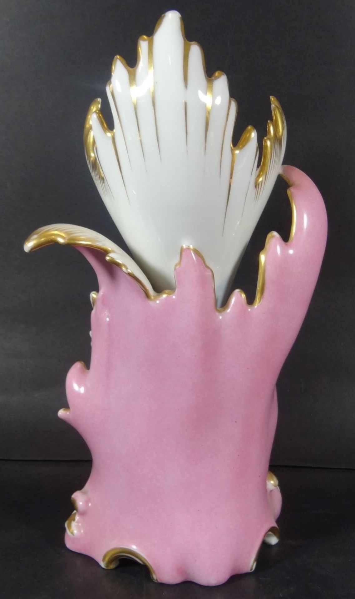 Biedermeier-Vase, Front mit Golldekor und blau, Rückseite rosa, gut erhalten, H-26 c- - -22.61 % - Bild 4 aus 6