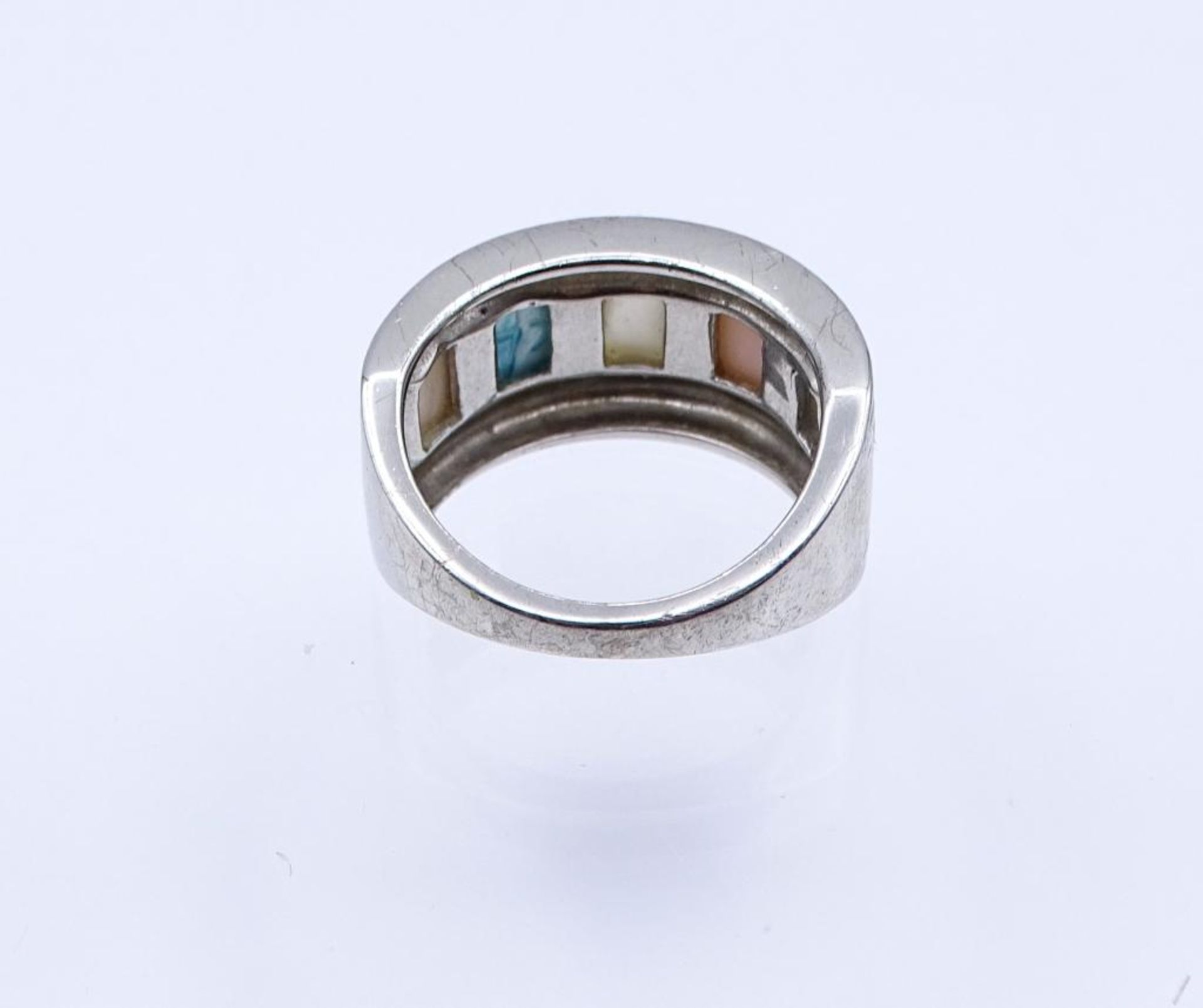 Silber Ring mit mehrfarbigen Perlmutt Besatz, Silber 7,9gr., RG 60- - -22.61 % buyer's premium on - Bild 3 aus 3