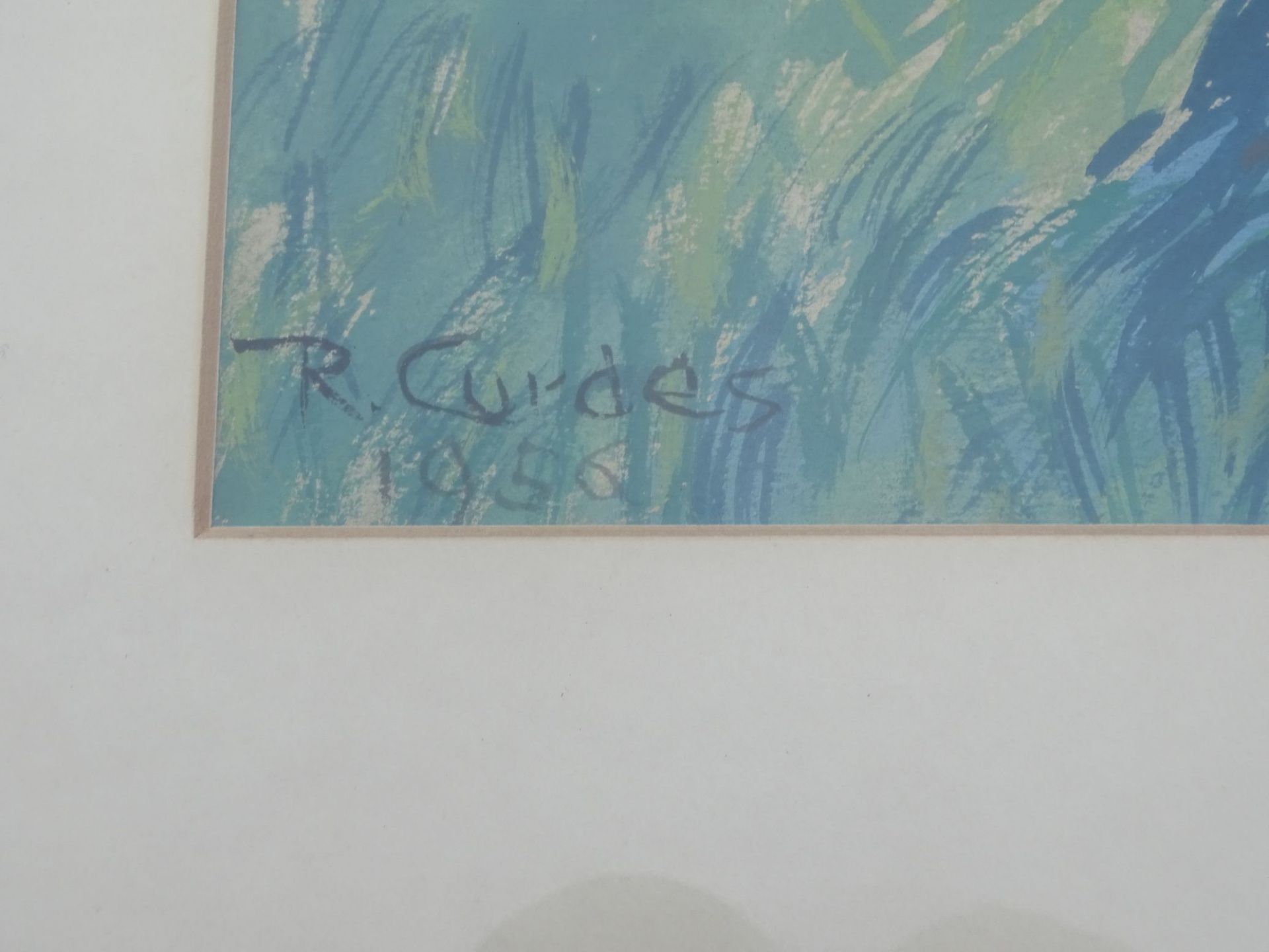 Richard CURDES (1891-1974), 1956 "Blick ins Watt" Aquarell, ger/Glas, RG 68x52 cm- - -22.61 % - Bild 3 aus 3