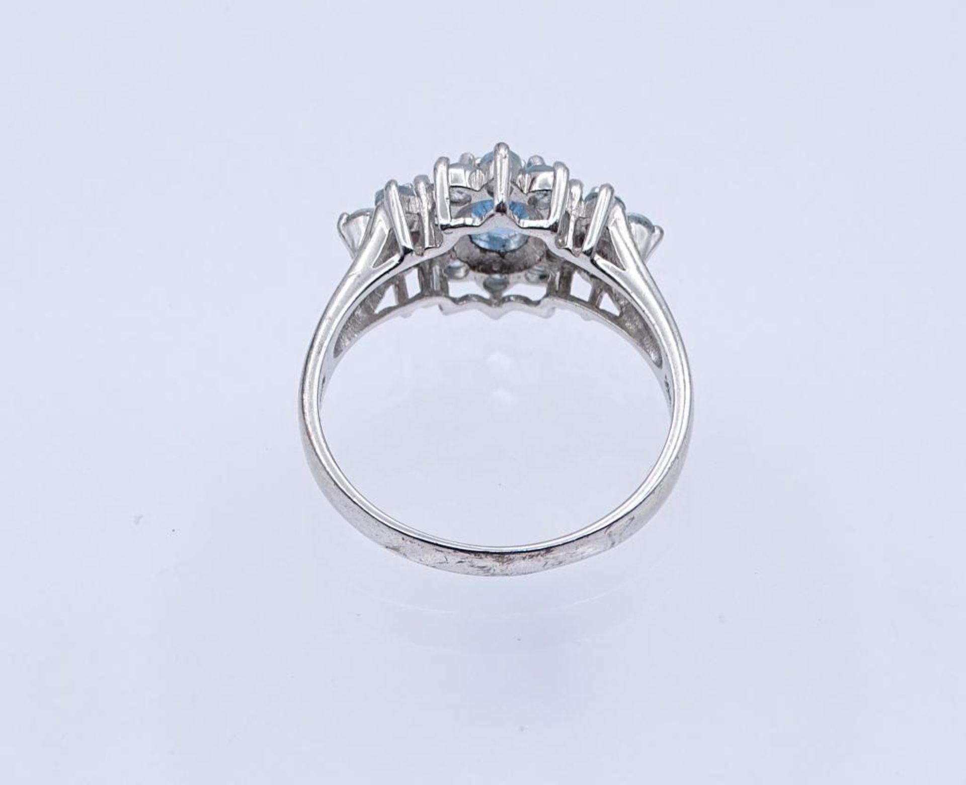 Silber Ring mit blauen facettierten Steinen, Silber 925/000, 4,5gr., RG 63- - -22.61 % buyer's - Bild 3 aus 3