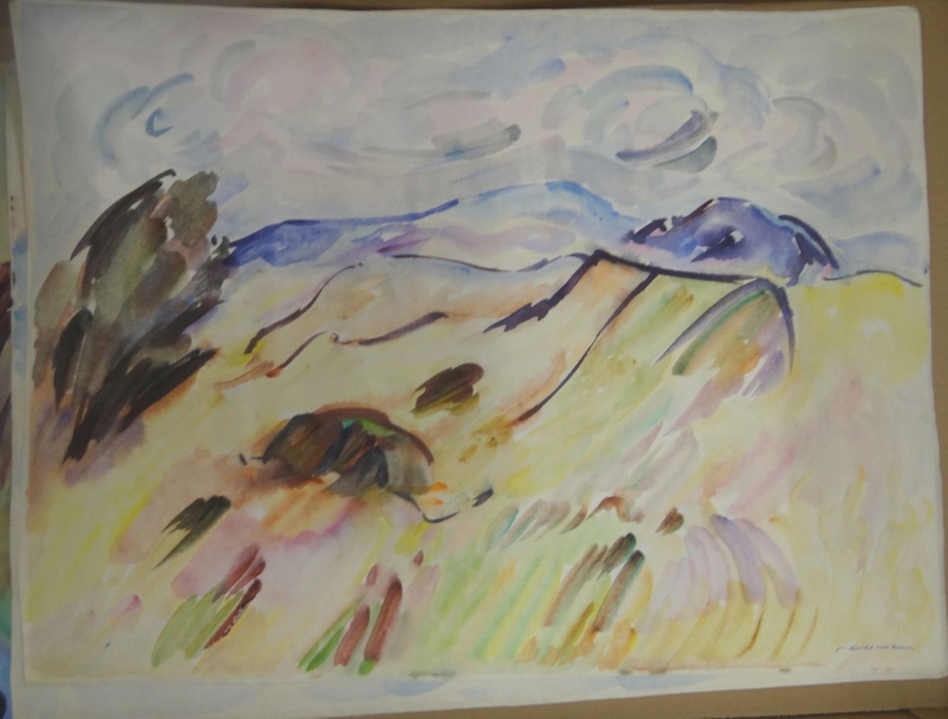 Georg HILLMANN (1916-2003) "Landschaft" Aquarell auf Karton, , 55x75 cm- - -22.61 % buyer's