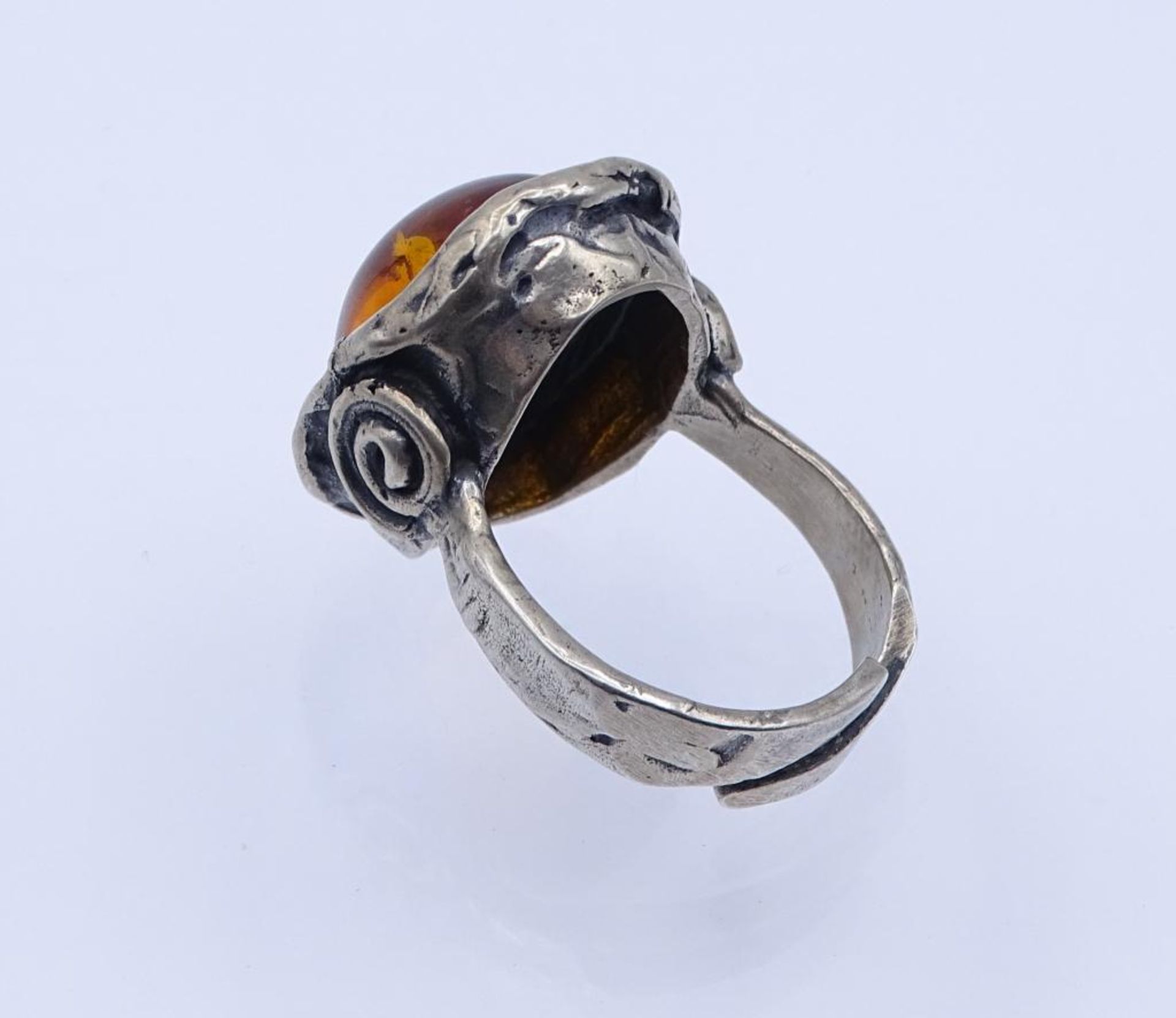 Designer Bernstein Ring,PE-Perli Silber 835/000,offene Ringschiene, 10,4gr.- - -22.61 % buyer's - Bild 3 aus 4
