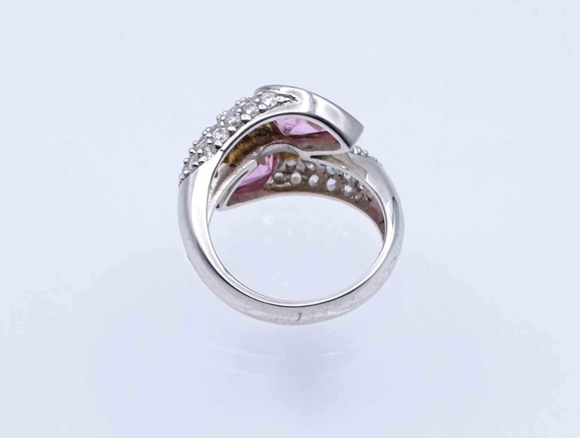 Silber Ring mit pinken und klaren Steinen, 9,9gr., RG 60- - -22.61 % buyer's premium on the hammer - Bild 3 aus 3