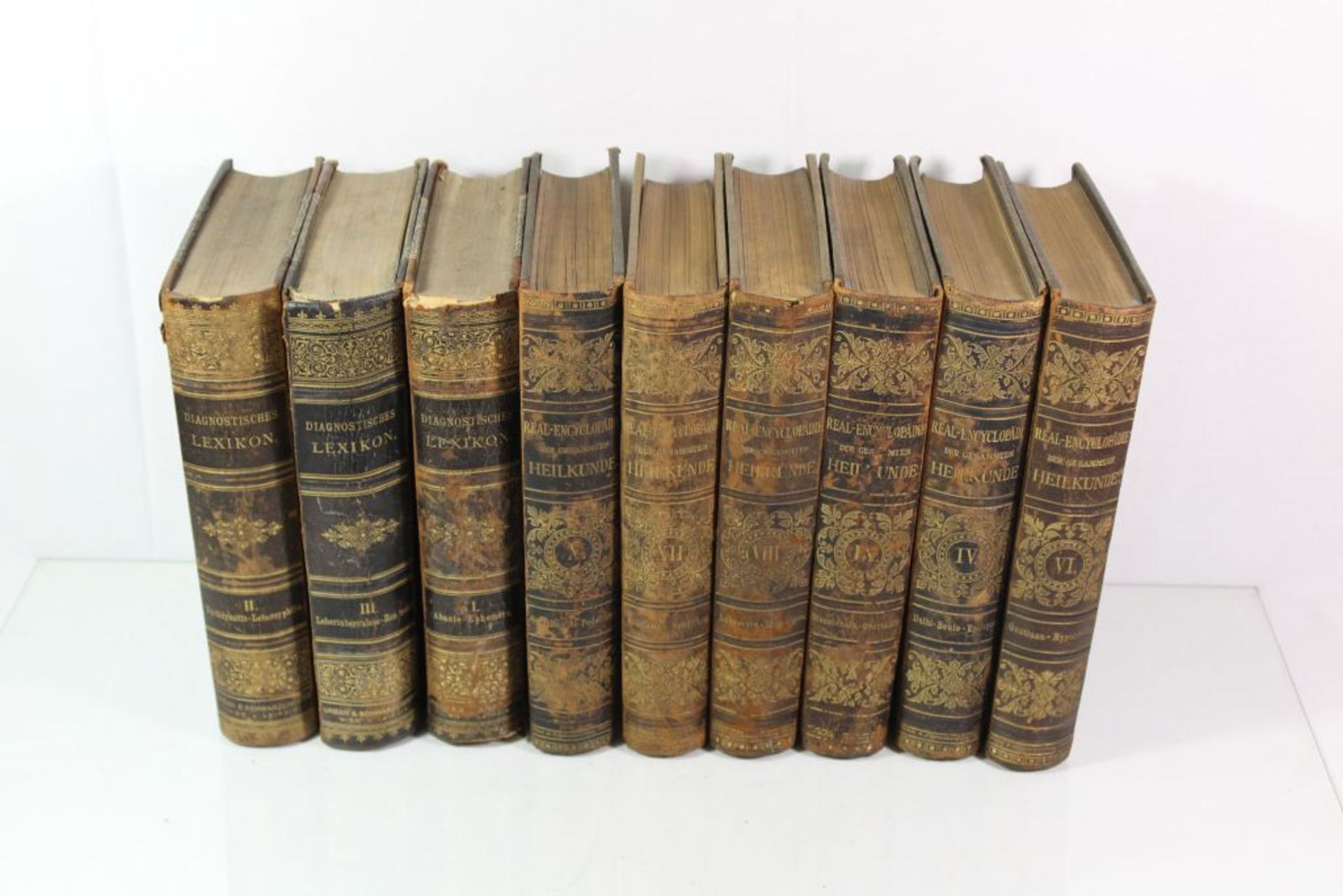 3 Bände Diagnostisches Lexikon 1893 Band 1-3, 6 Bände Real-Encyclopädie der Gesammten Heilkunde 1882