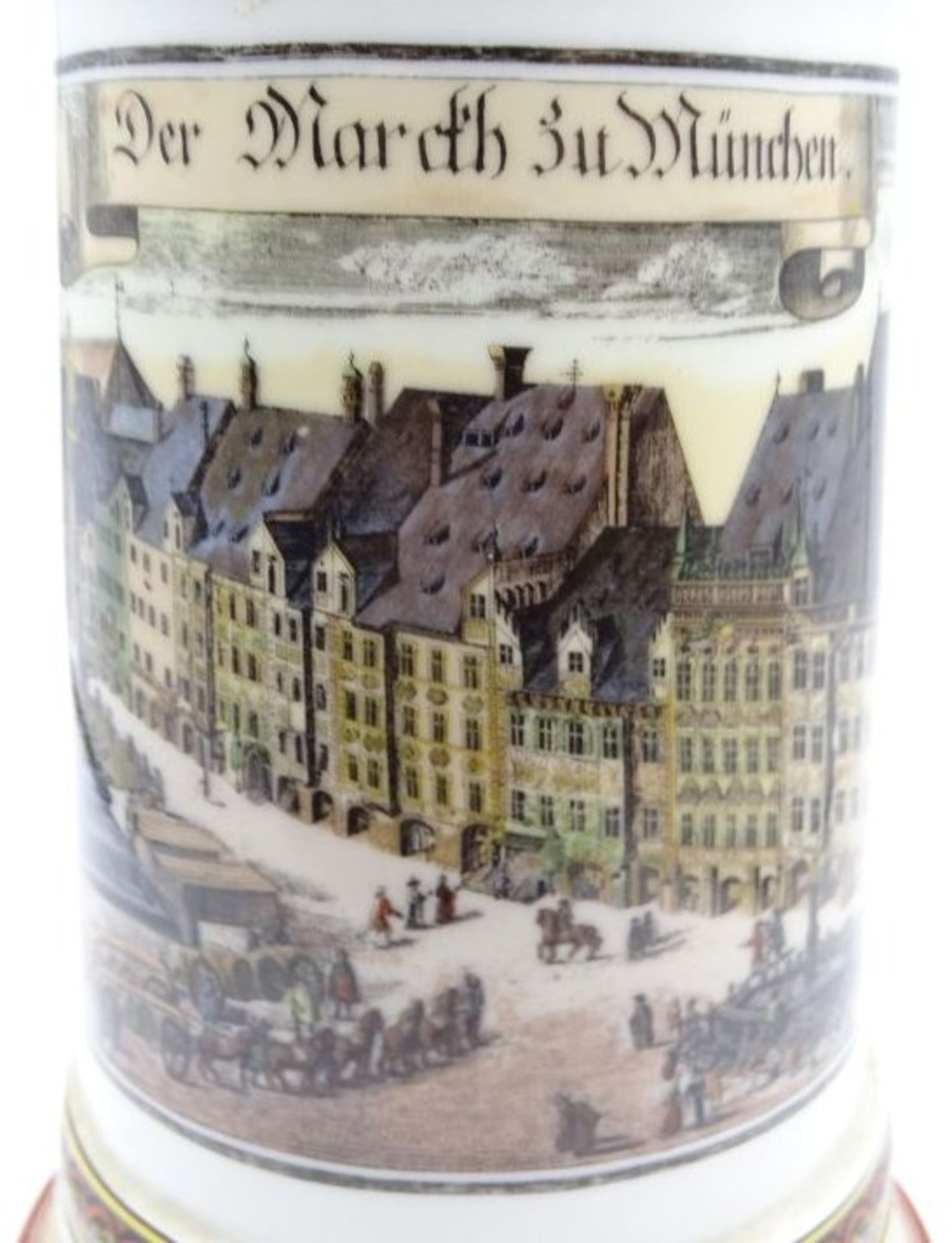 Ansichtenbierkrug, Der Marcth zu München, Boden mit Lithophanie, H-25cm.- - -22.61 % buyer's premium - Bild 4 aus 5
