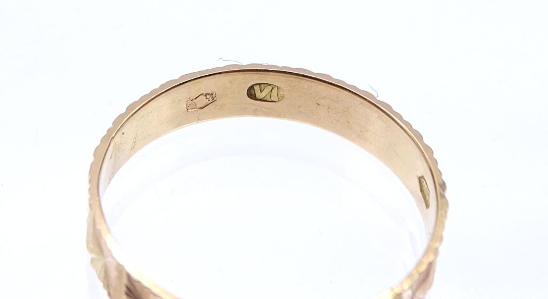 916er Rotgold Ring mit drei Rubine und ein Diamantsplitter,arabisch gestempelt, 3,2gr., RG 63- - - - Bild 5 aus 7