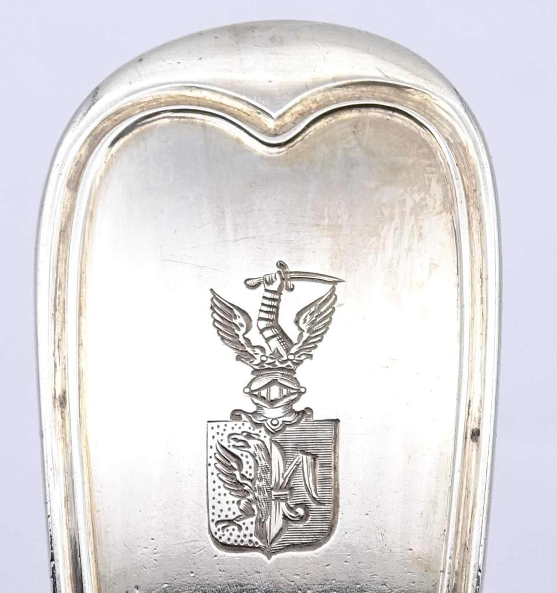 Schwere Silber Suppenkelle, Frankreich um 1880,mit Wappen und div.Punzierungen L- 34,4cm,262gr.guter - Bild 3 aus 5