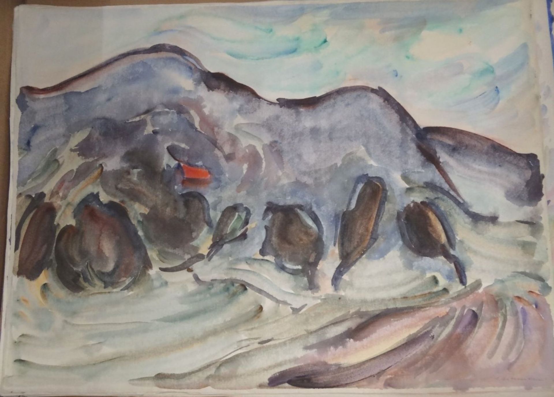 Georg HILLMANN (1916-2003) "Landschaft" Aquarell auf Karton, 55x75 cm- - -22.61 % buyer's premium on