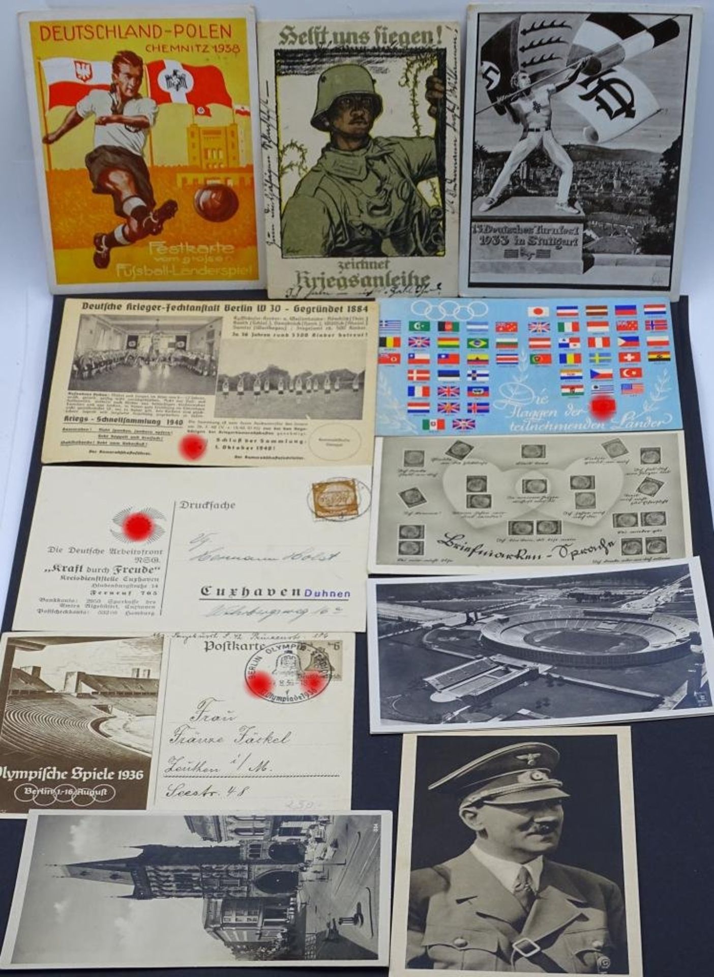 Konvolut Postkarten, 2.Weltkrieg,gelaufen,12 Stück, 1x doppel- - -22.61 % buyer's premium on the