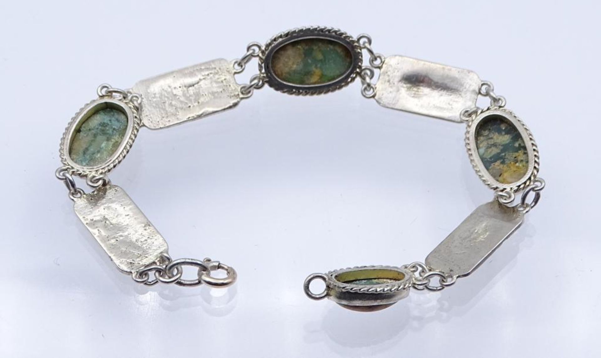 Silber Armband mit Cabochons,Aventurine?,Silber gepr.L- 20,5cm, 17,7gr.- - -22.61 % buyer's - Bild 3 aus 3