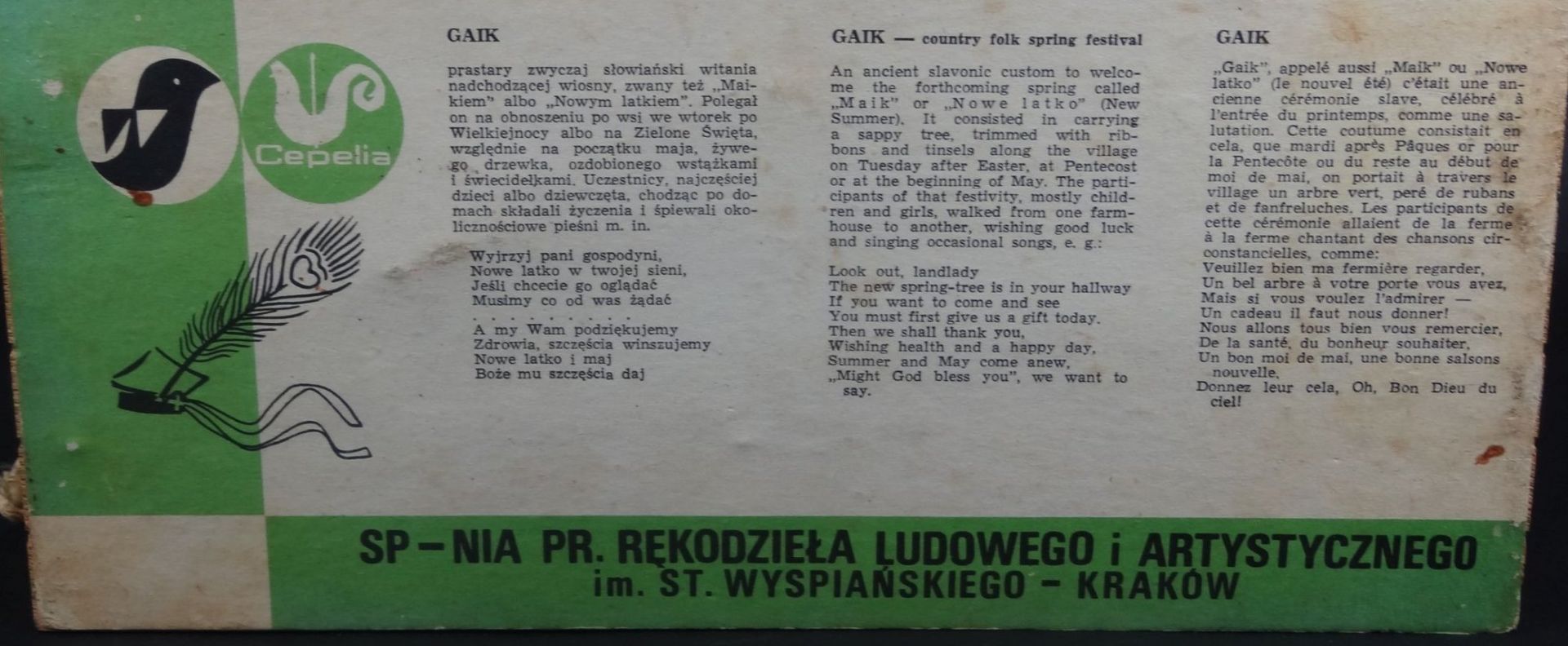 polnische Trachtengruppe beim Maitanz, Handarbeit, Alters-u. Gebrauchsspuren, Platte 30x14 cm, H- - Bild 5 aus 5