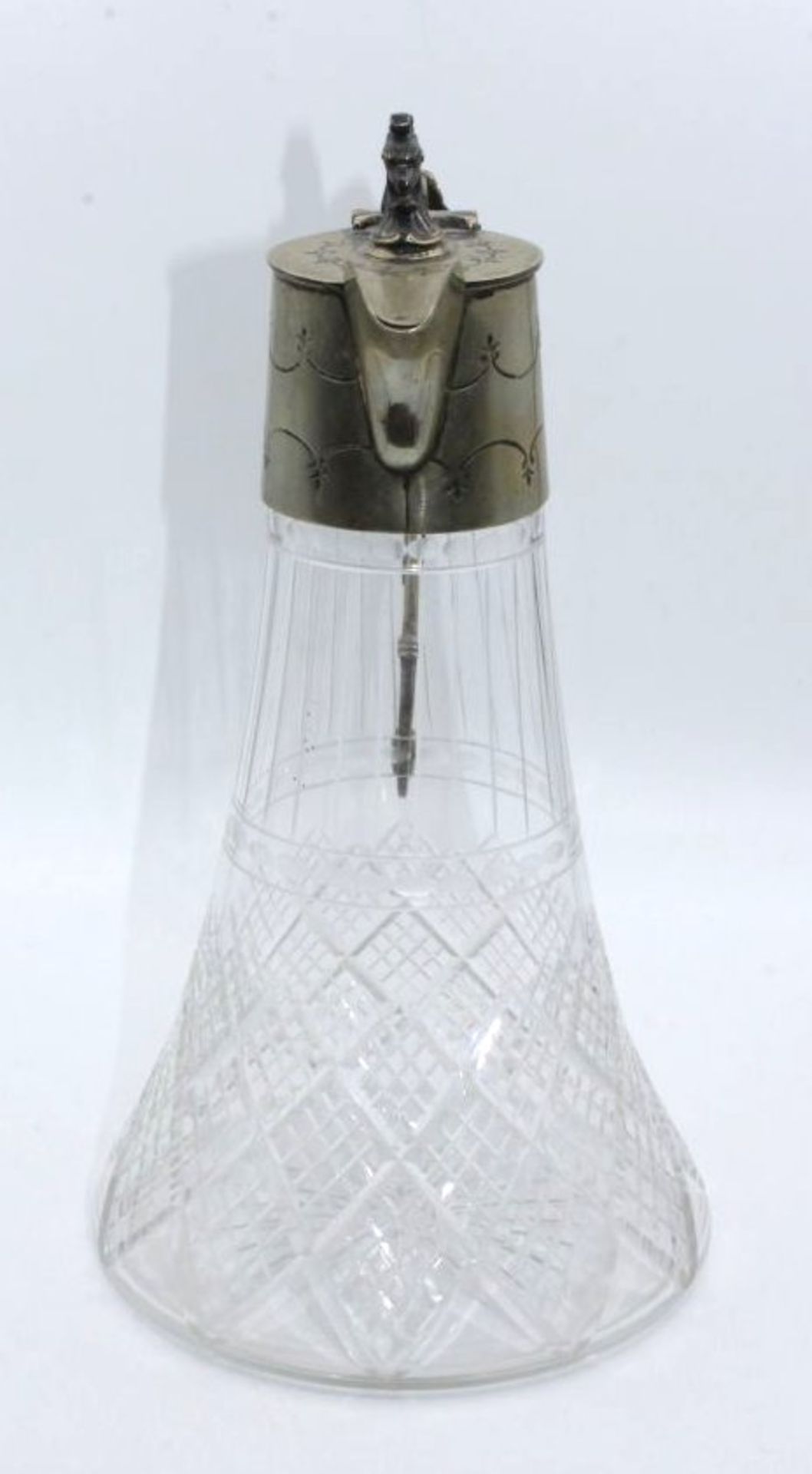 Kristall-Kraffe mit versilberter Montur, aufwendiger Schliff, älter, H-25cm.- - -22.61 % buyer's - Bild 3 aus 4