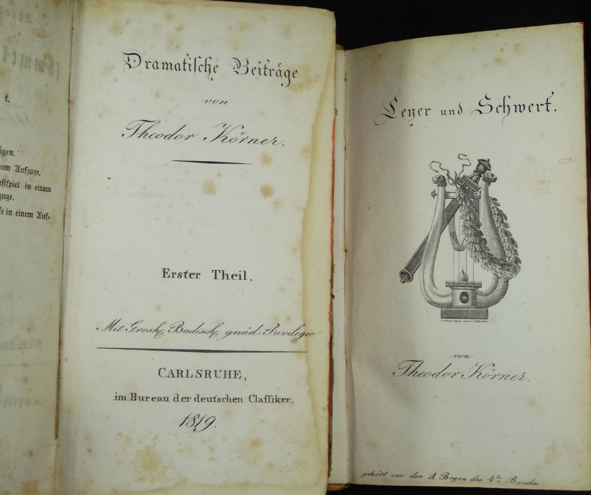 Theodor Körner, Werke, um 1815, 3 Büch- - -22.61 % buyer's premium on the hammer priceVAT margin - Bild 4 aus 9