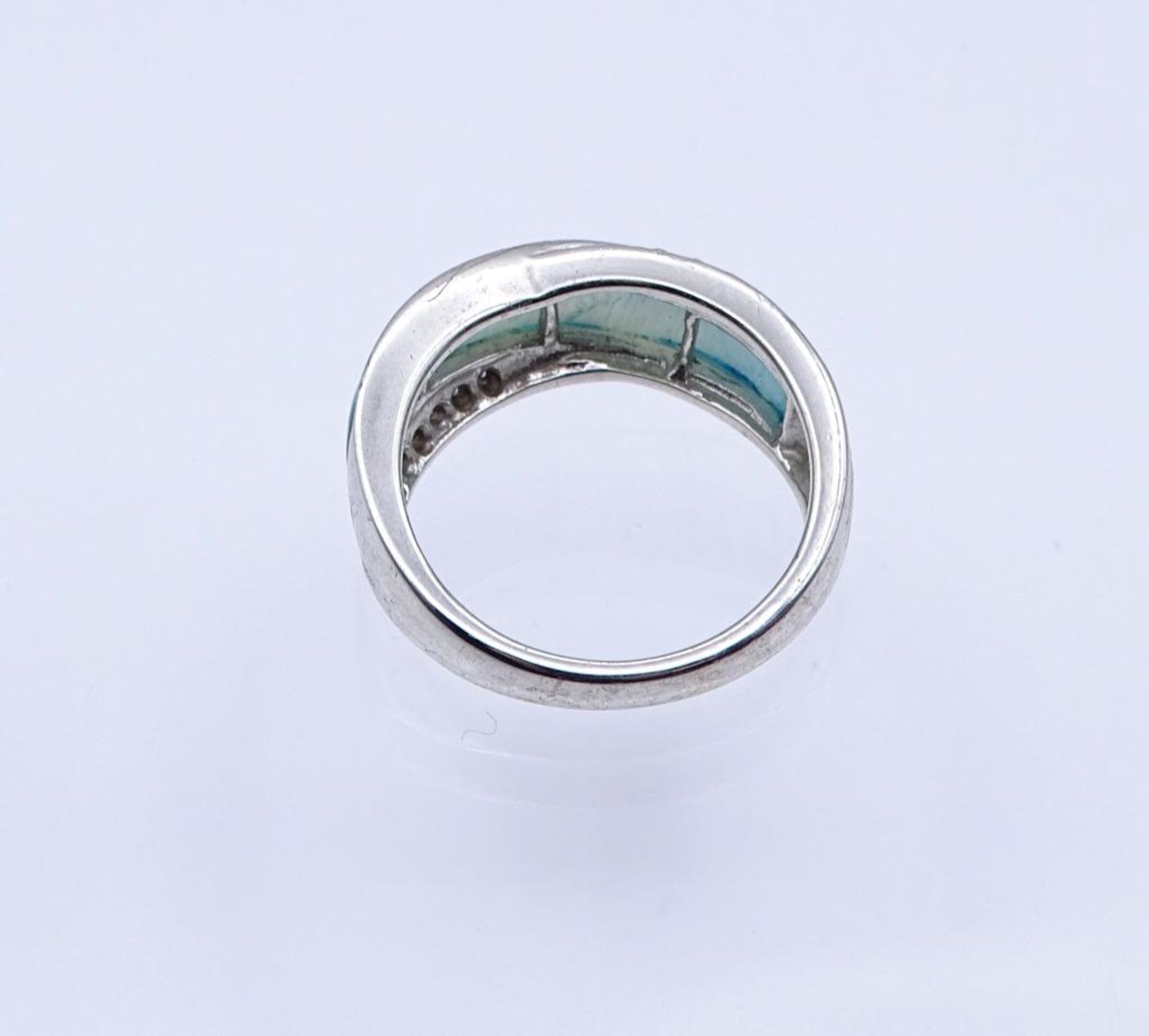 Silber Ring mit blauer Perlmutt und klaren Steinen, Silber 925/000, 6,10gr., RG 60- - -22.61 % - Bild 3 aus 3