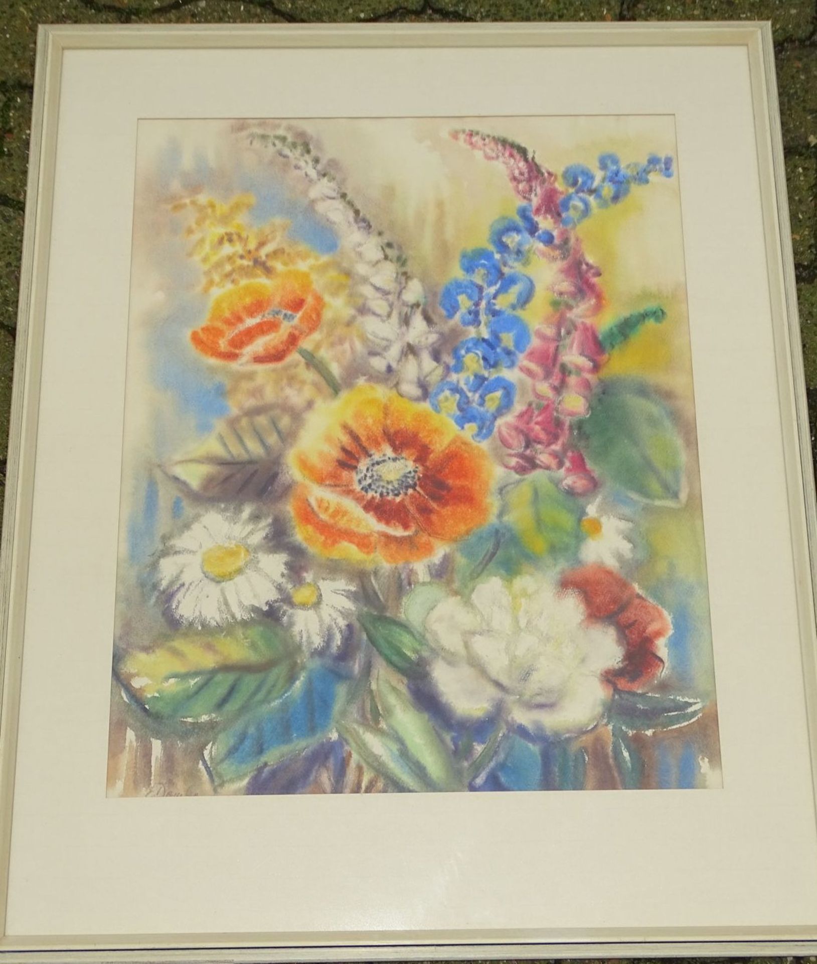 Else DOMKE (1913-2002). Blumen, Aquarell, ger/Glas, RG 90x72 cm- - -22.61 % buyer's premium on the - Bild 2 aus 3