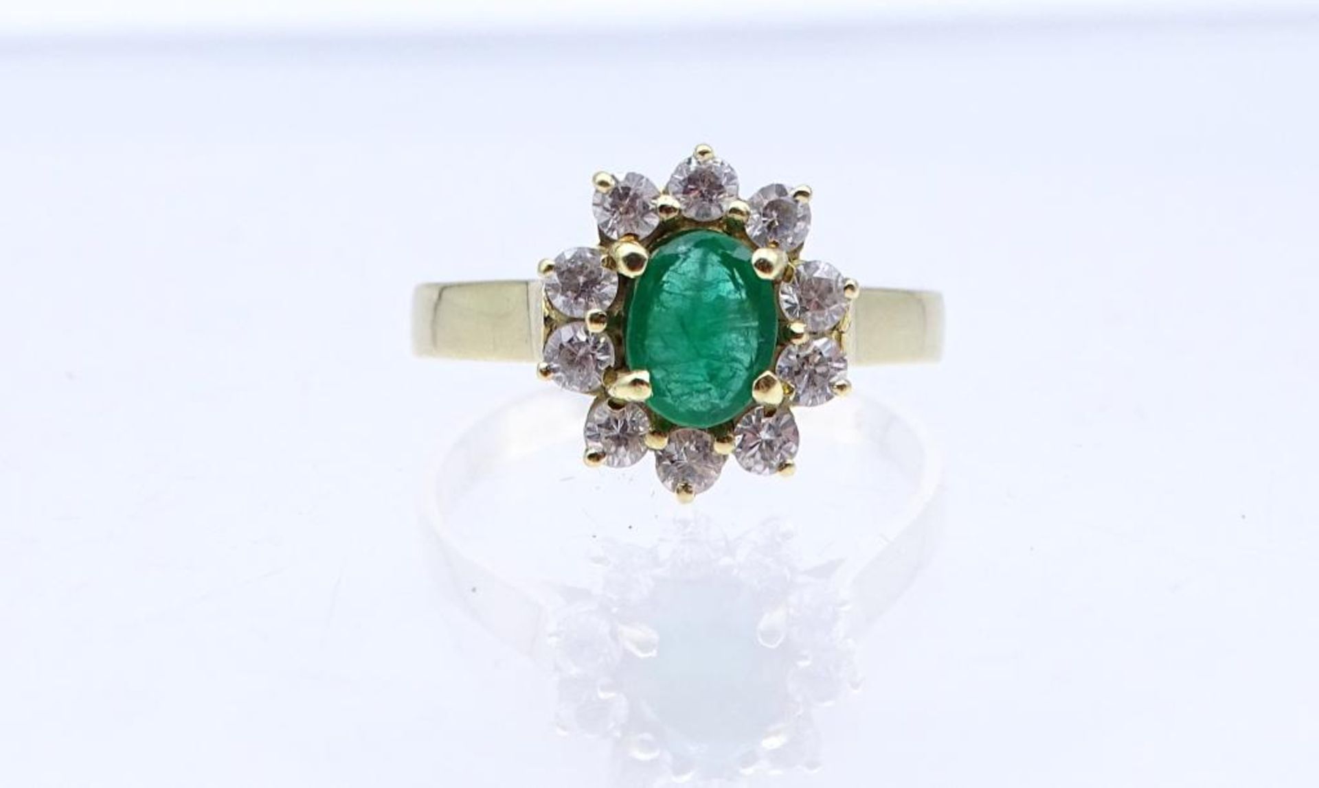 Smaragd-Zirkonia-Ring, GG 585/000, 3,40gr., RG 55- - -22.61 % buyer's premium on the hammer priceVAT