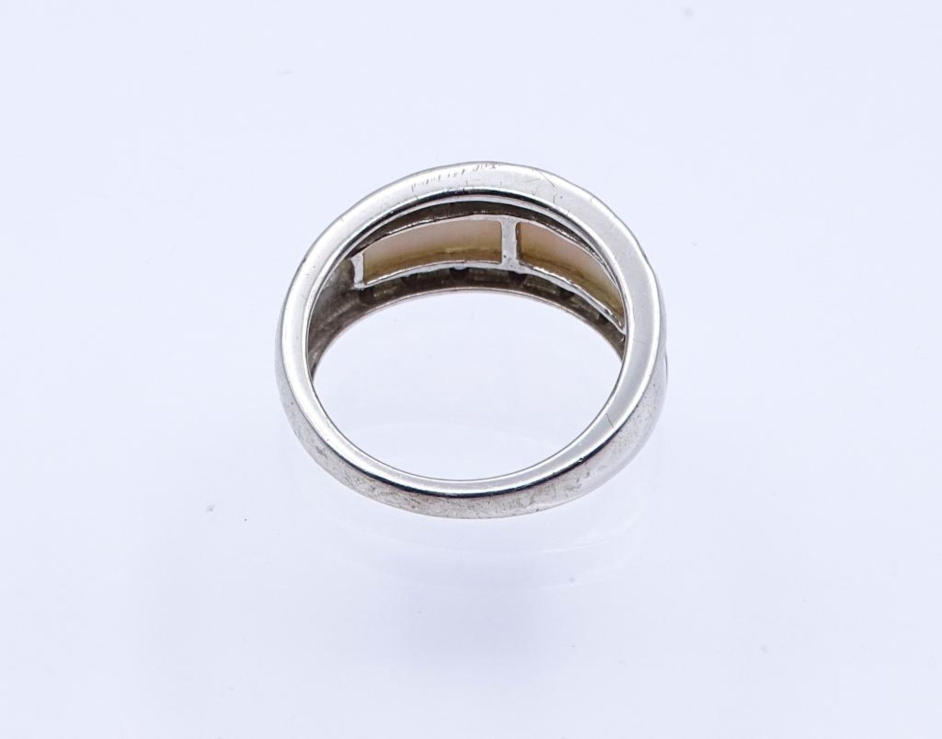Silber Ring mit Perlmutt und pinken Steinen,Silber 925/000, 5,7gr., RG 60- - -22.61 % buyer's - Bild 3 aus 3