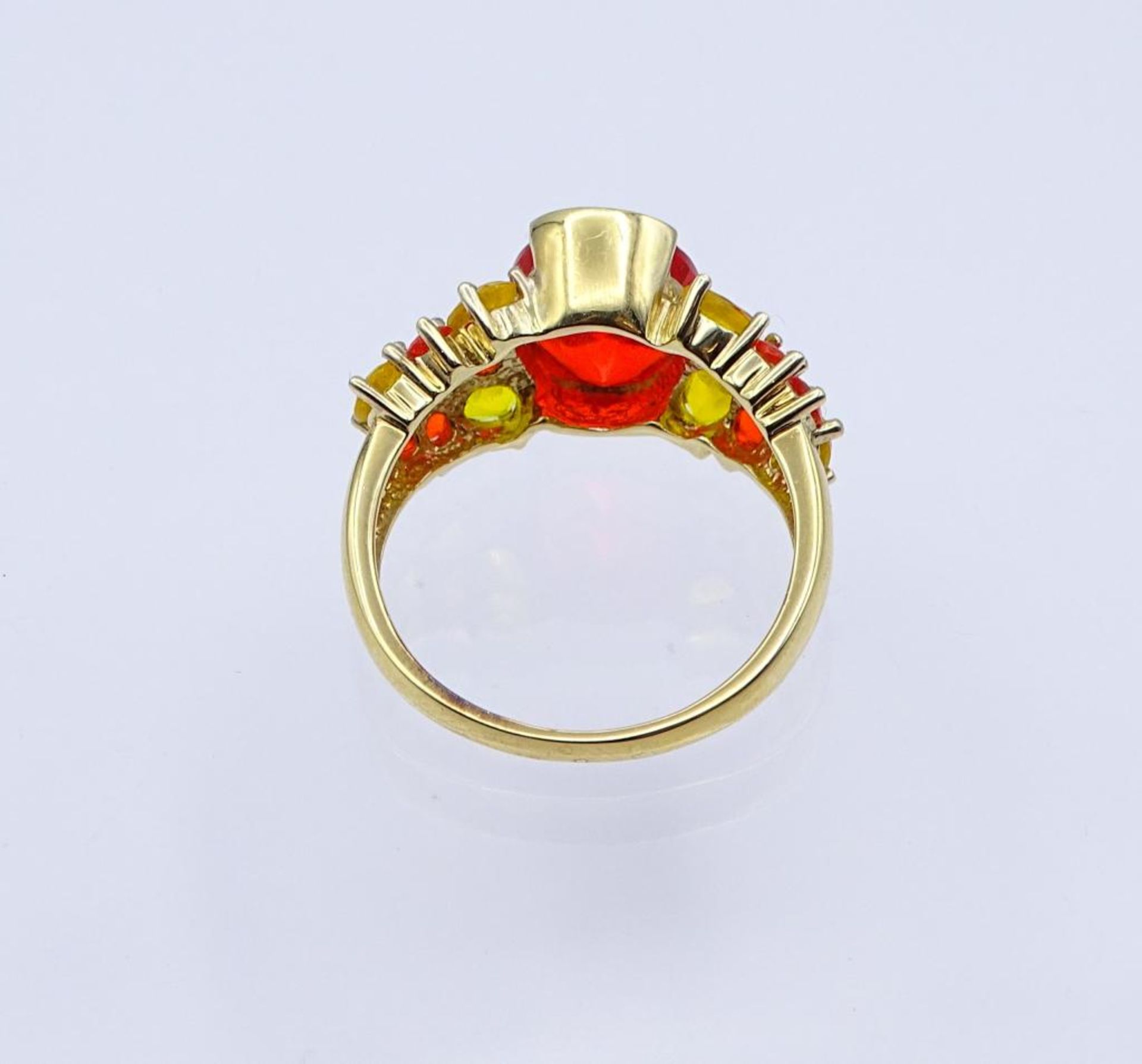 Silber Ring mit roten und gelben Steinen,vergoldet, Silber 925/000, 4,5gr., RG 60- - -22.61 % - Bild 3 aus 3