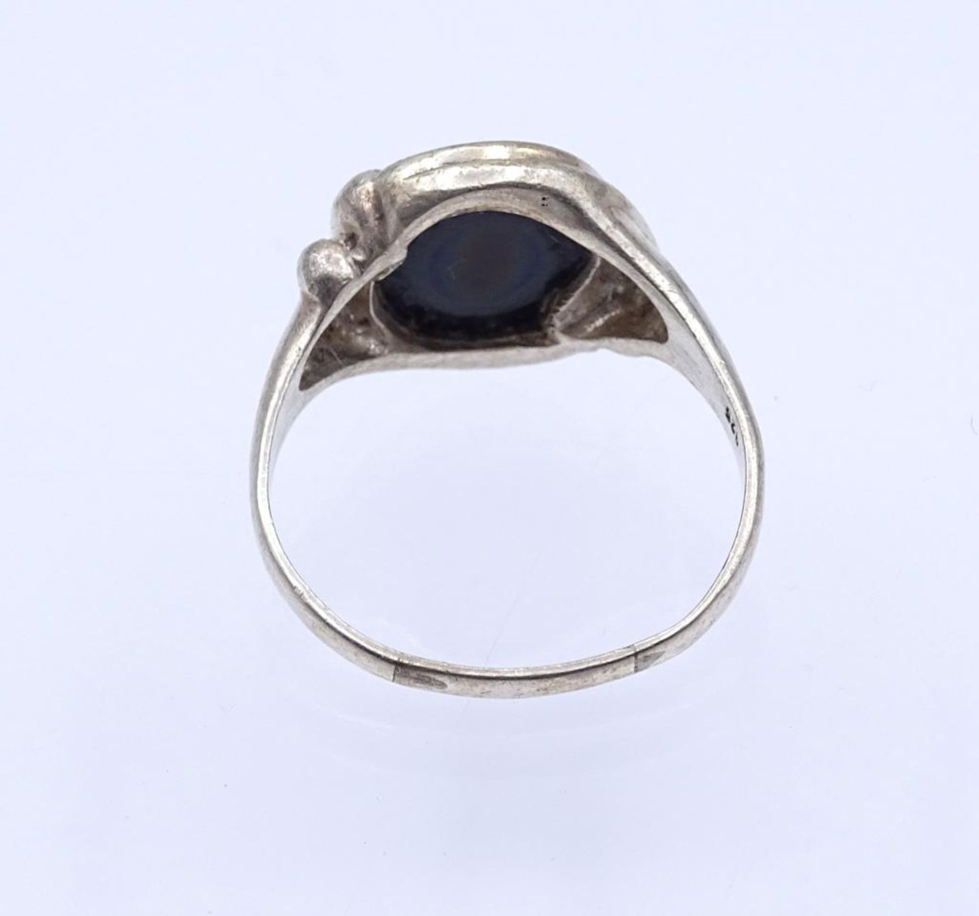 Sterling Silber Ring mit schwarzen Cabochon,Silber 925/000, 6,0gr., RG 72- - -22.61 % buyer's - Bild 4 aus 4