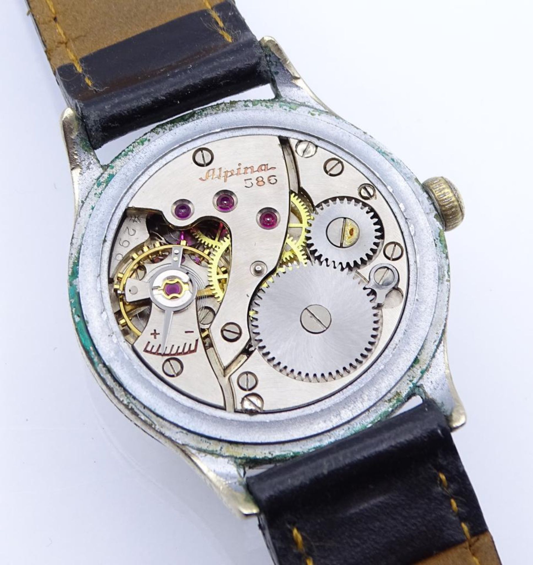 Kriegsmarine Armbanduhr "K.M.Alpina", Cal. 486, Edelstahlgehäuse,mechanisch,Werk läuft, Band - Bild 5 aus 6