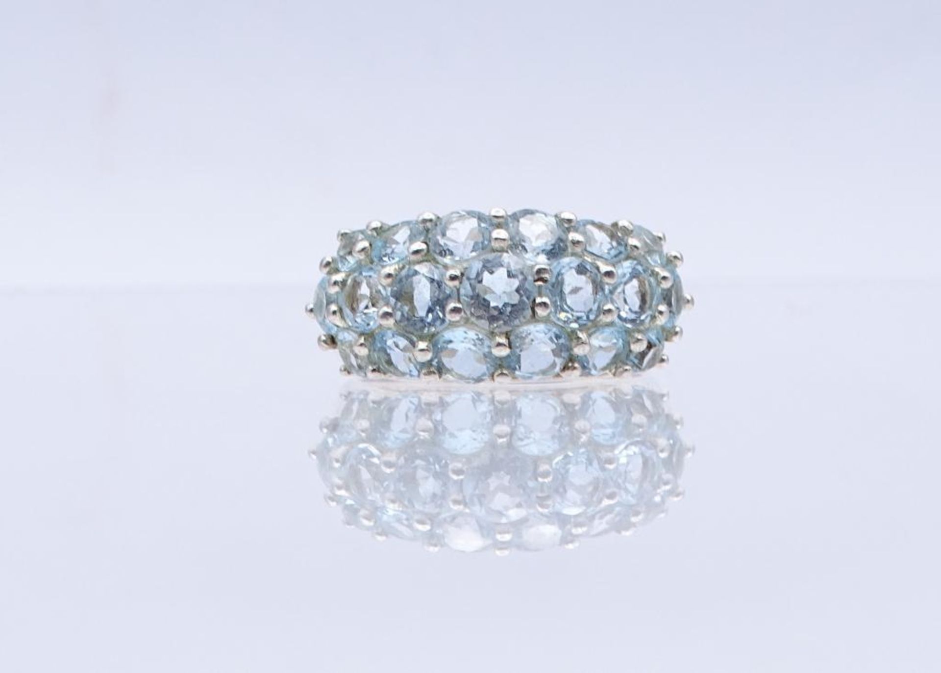 Silber Ring mit blauen facettierten Steinen, Silber 925/000,8,3gr., RG 59- - -22.61 % buyer's