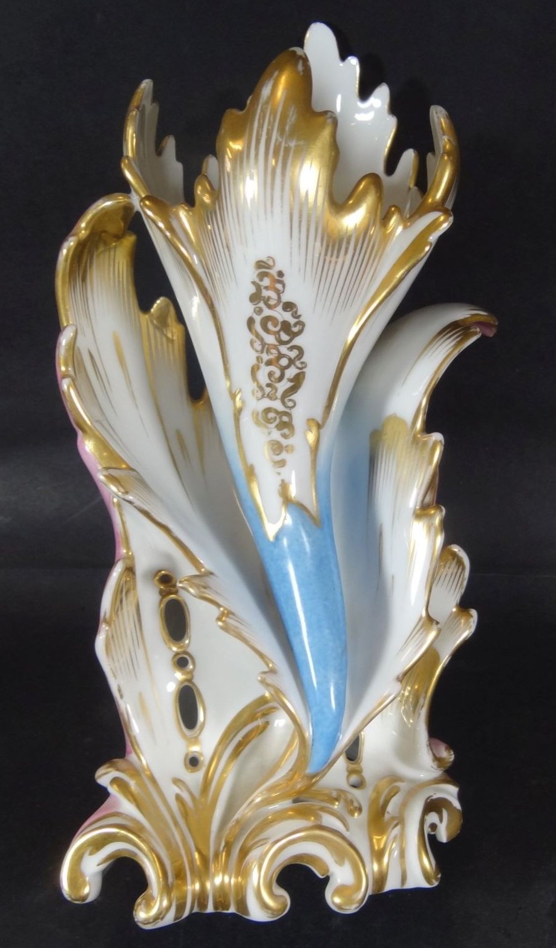 Biedermeier-Vase, Front mit Golldekor und blau, Rückseite rosa, gut erhalten, H-26 c- - -22.61 % - Bild 5 aus 6