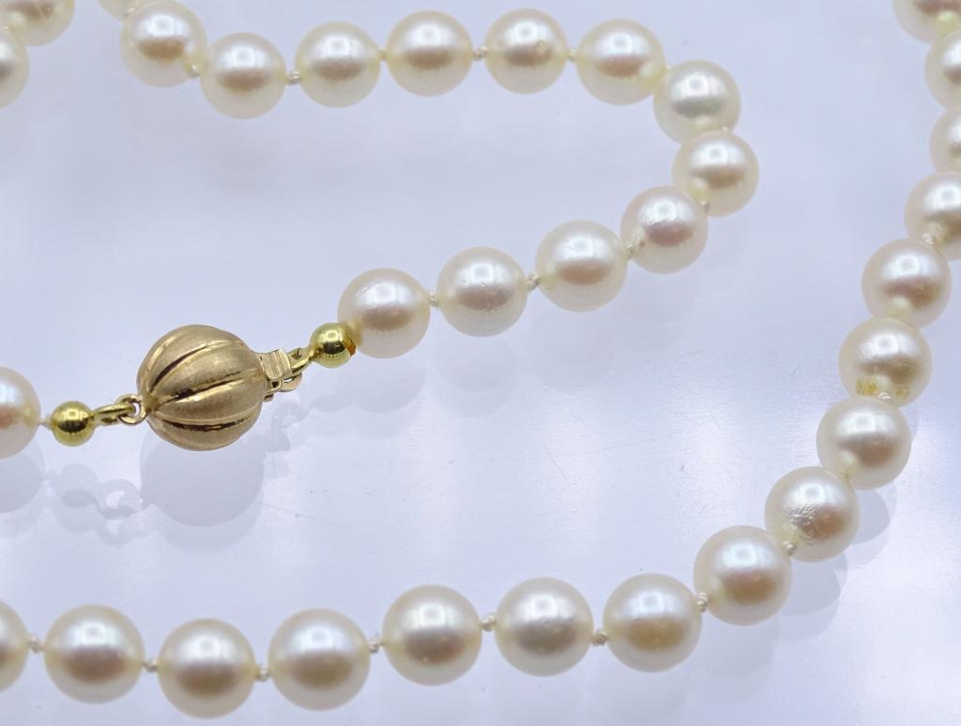 Perlen Halskette mit einer Goldschließe 585/000, L- 54c- - -22.61 % buyer's premium on the hammer - Bild 3 aus 4