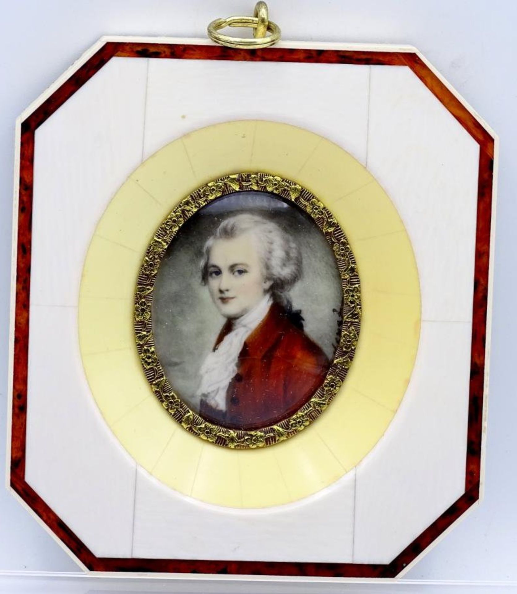 Miniaturportrait "W.A. Mozart" auf Beinplatte, 12x9 cm- - -22.61 % buyer's premium on the hammer