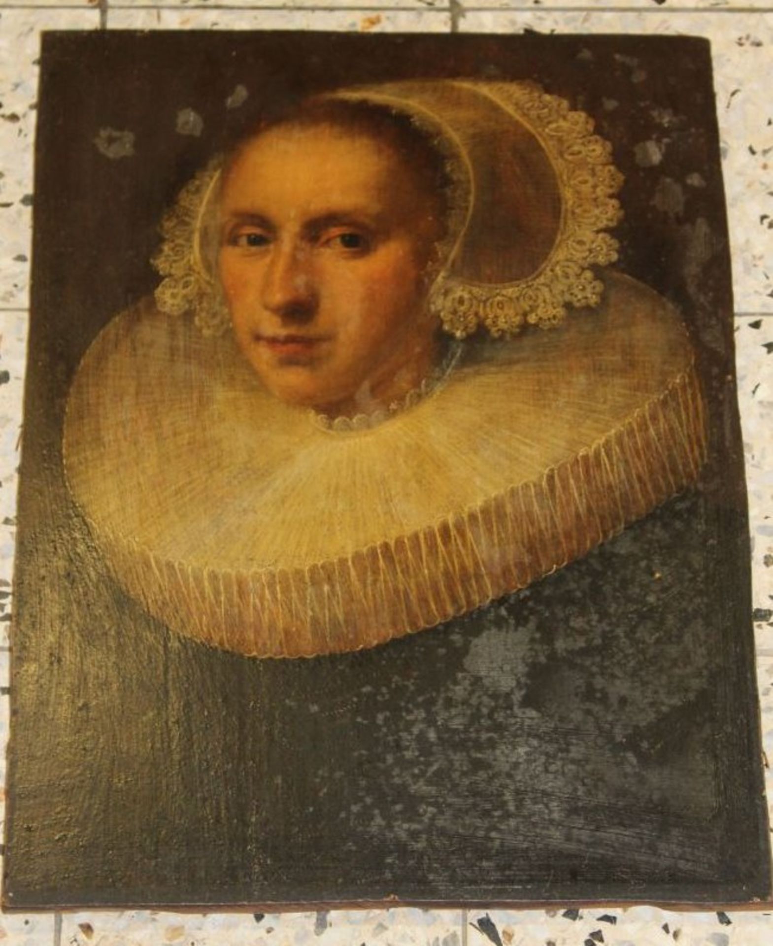 Altmeister Portraitgemälde, wohl 16./17. Jhdt., unsigniert, Öl/Holz, ungerahmt, 52 x 38cm.