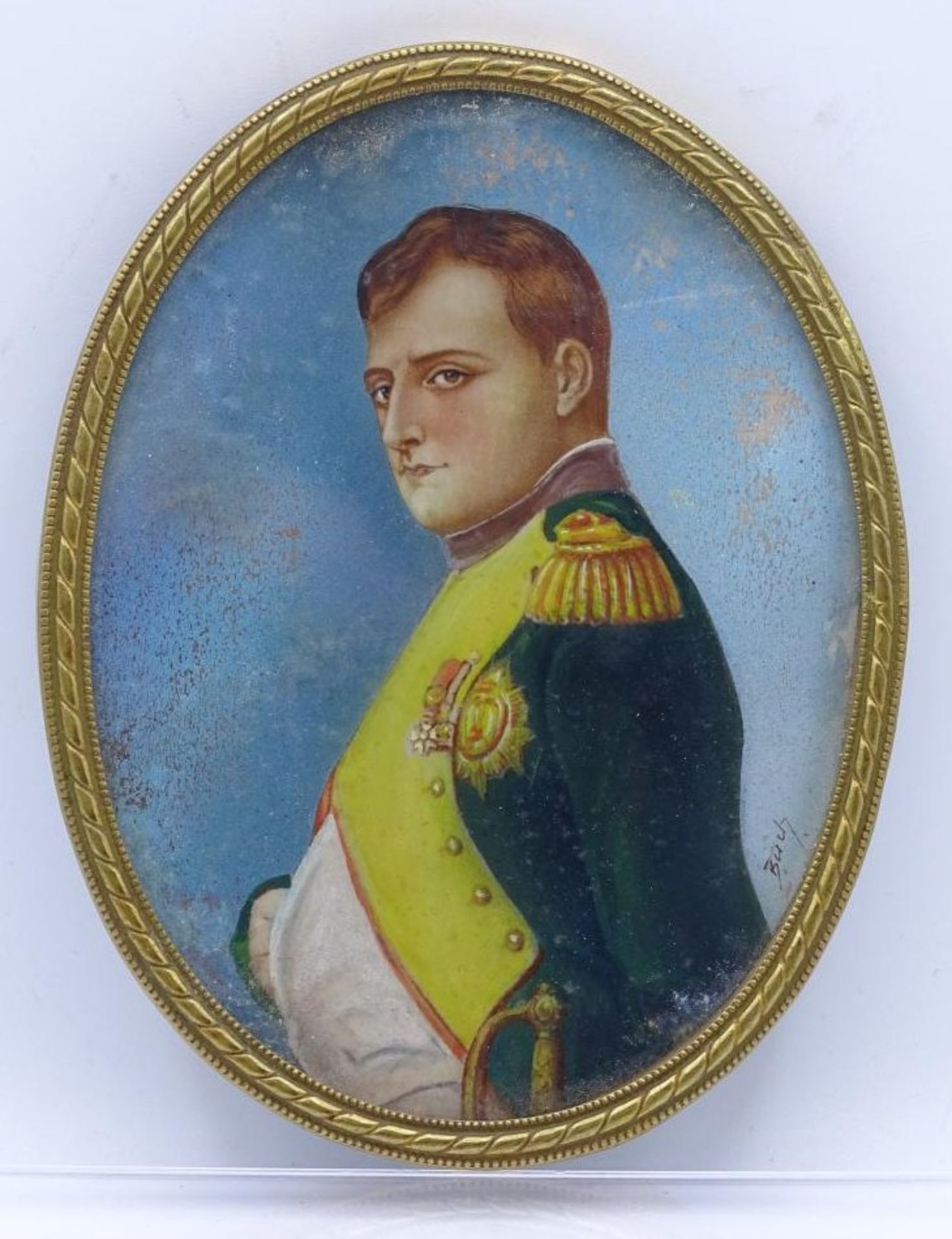 Miniaturportrait "Napoleon" Messingrahmen, 10x8 cm- - -22.61 % buyer's premium on the hammer