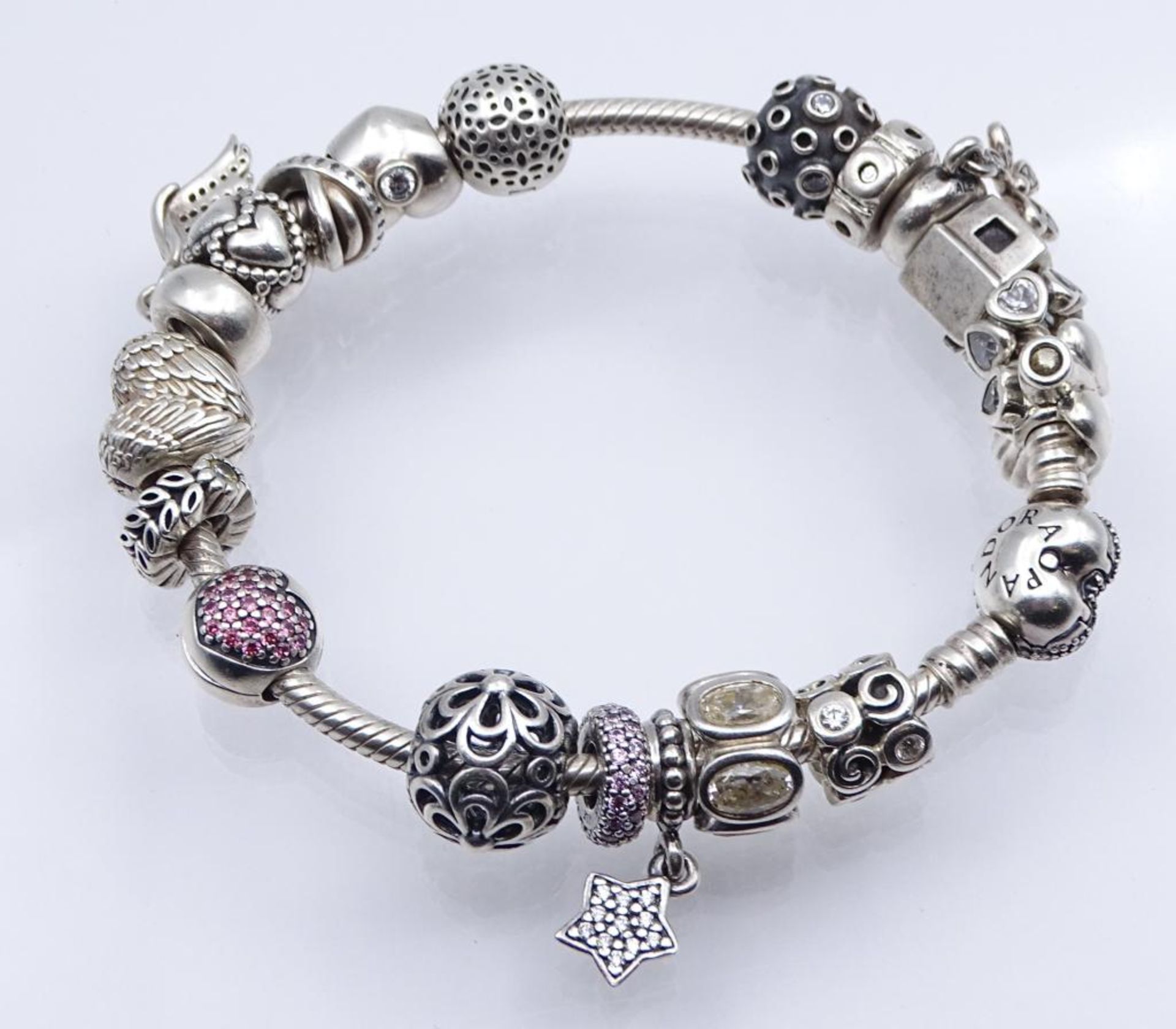 Schönes Pandora Armband mit 19 Charms,Sterling Silber 925/000, 66gr.in Schachte- - -22.61 % buyer' - Bild 3 aus 9