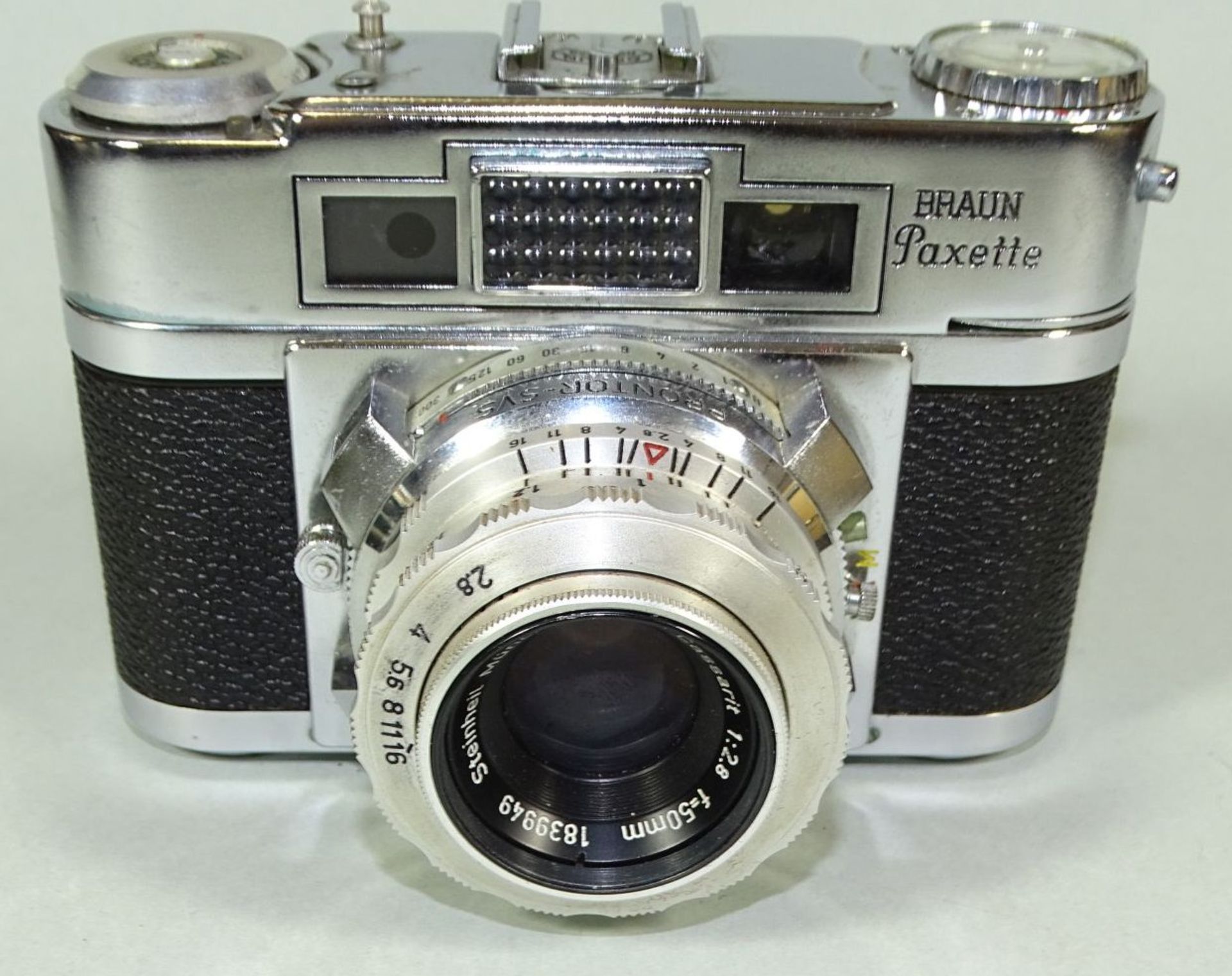 Braun Paxette Super II B Kamera mit Steinheil Cassarit 1:2,8 f=45mm Objektiv, in Ledertasche, gut - Bild 3 aus 6
