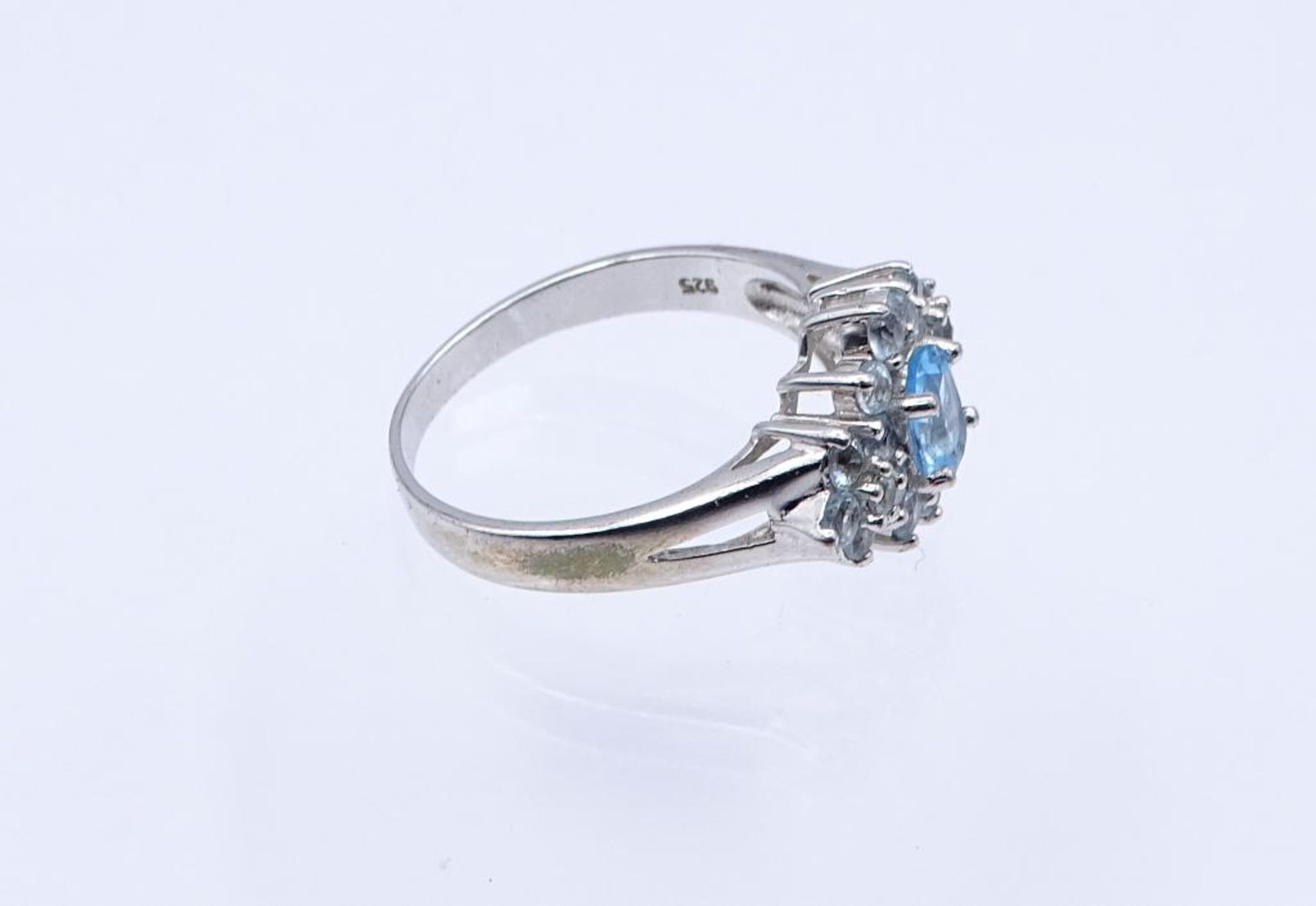 Silber Ring mit blauen facettierten Steinen, Silber 925/000, 4,5gr., RG 63- - -22.61 % buyer's - Bild 2 aus 3