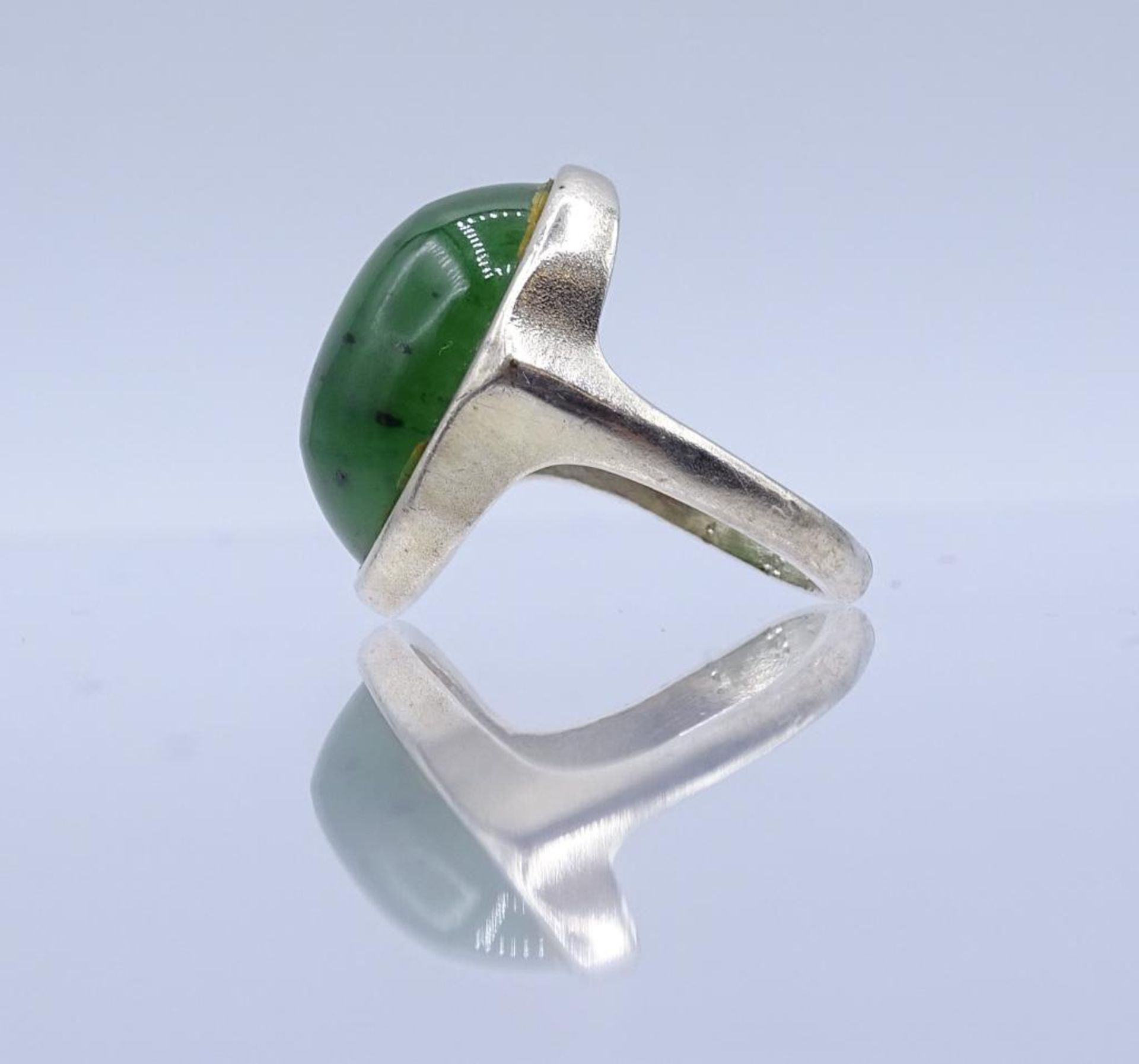 Sterling Silber Ring mit Jade Cabochon,Silber 925/000,offene Ringschiene, 8,1gr.- - -22.61 % buyer's - Bild 3 aus 3