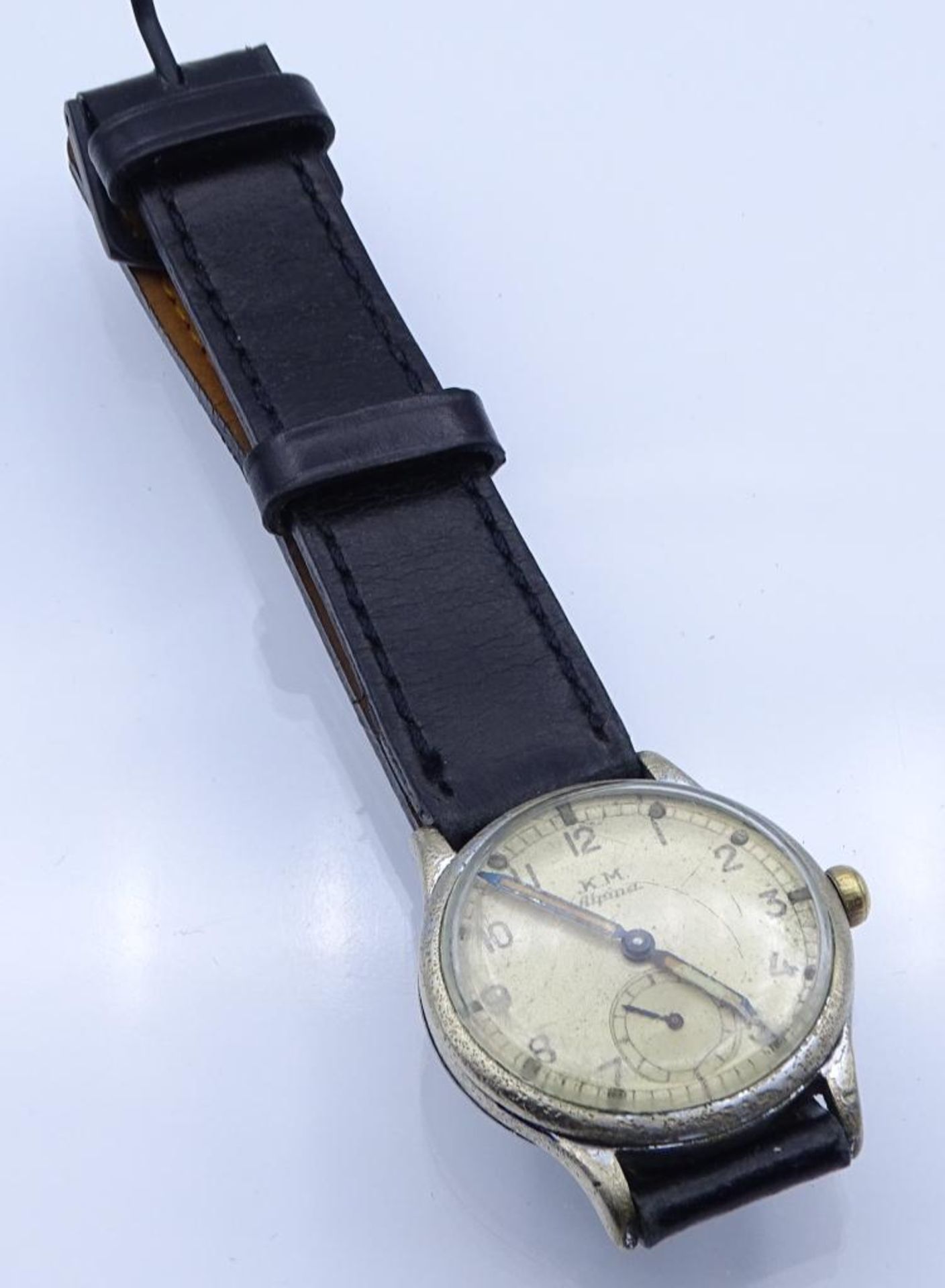 Kriegsmarine Armbanduhr "K.M.Alpina", Cal. 486, Edelstahlgehäuse,mechanisch,Werk läuft, Band - Bild 4 aus 6